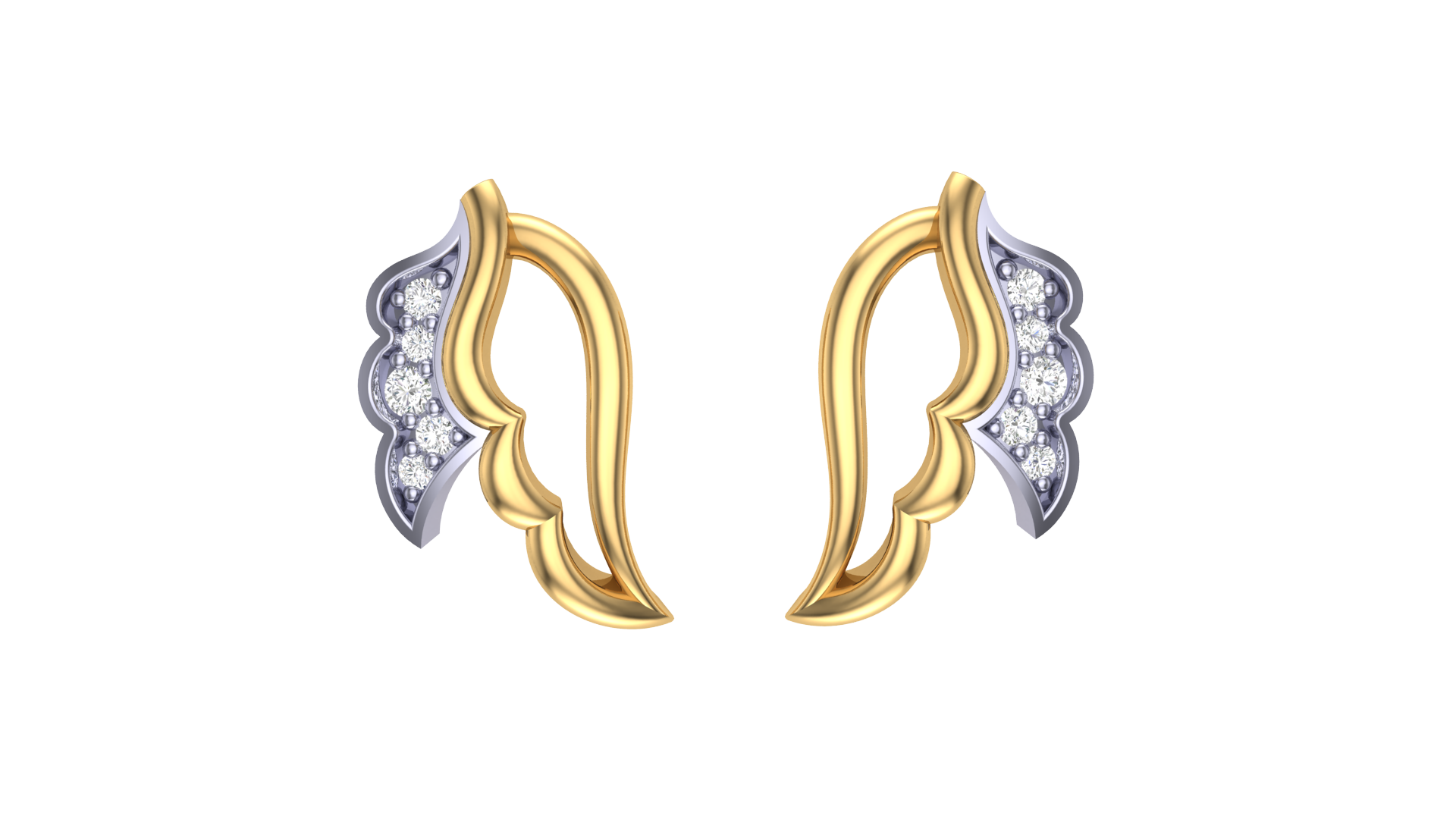 Dual Tone Wing Design Earrings