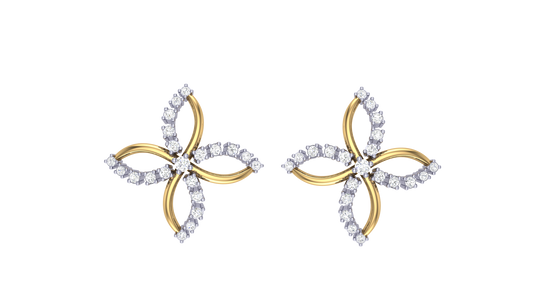 Four Petal Diamond Accent Earrings