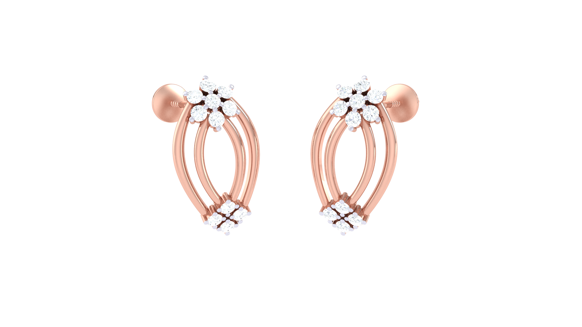 Stylish Gold Ball Diamond Earrings