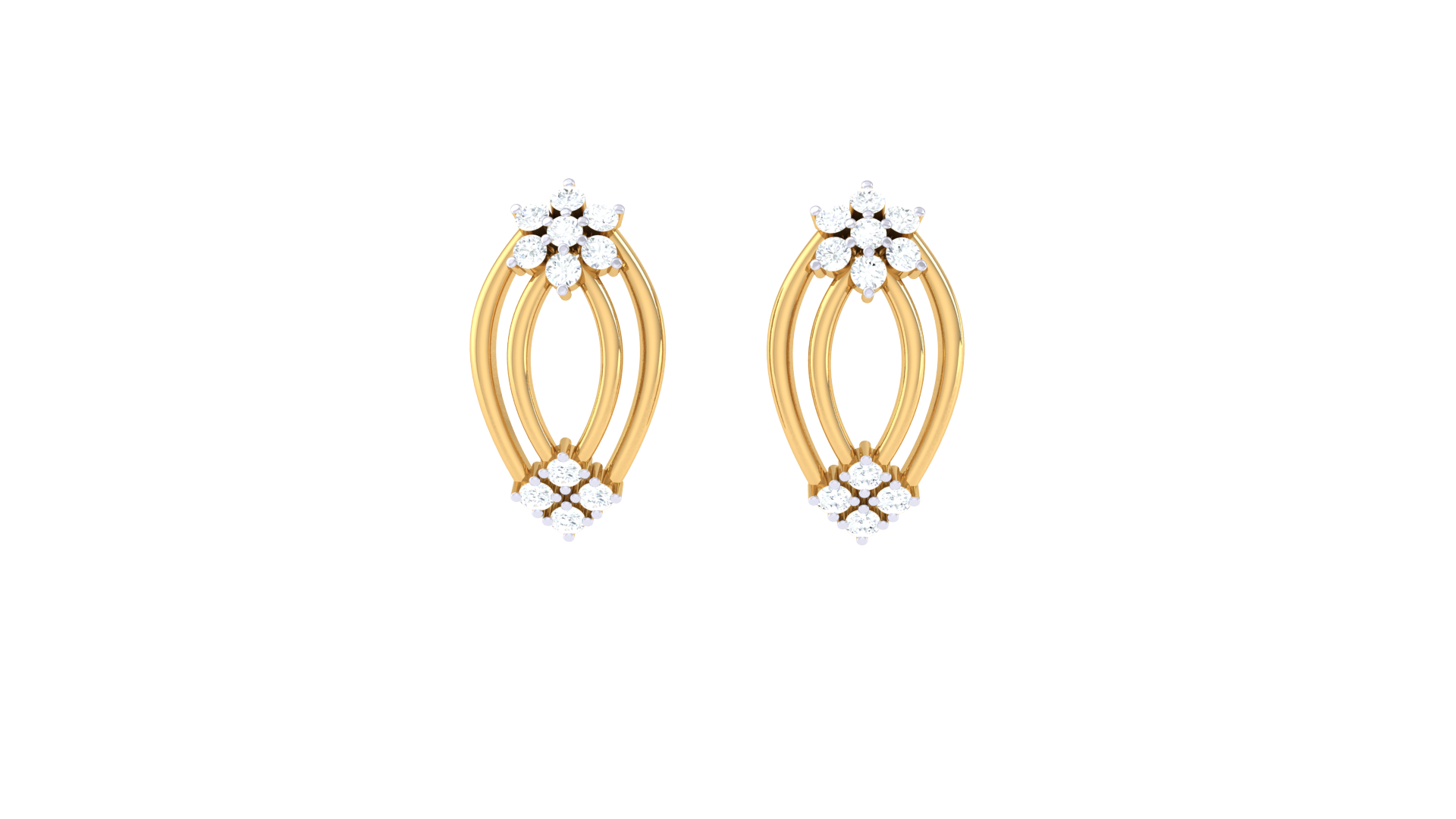 Stylish Gold Ball Diamond Earrings