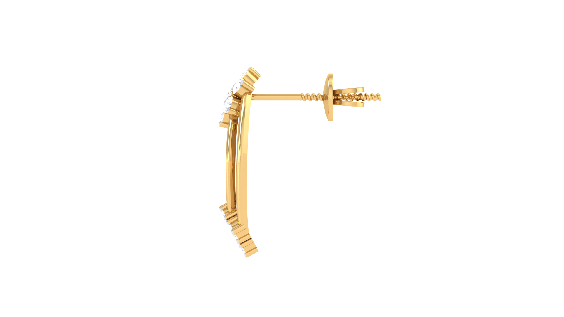 Stylish Gold Ball Diamond Earrings