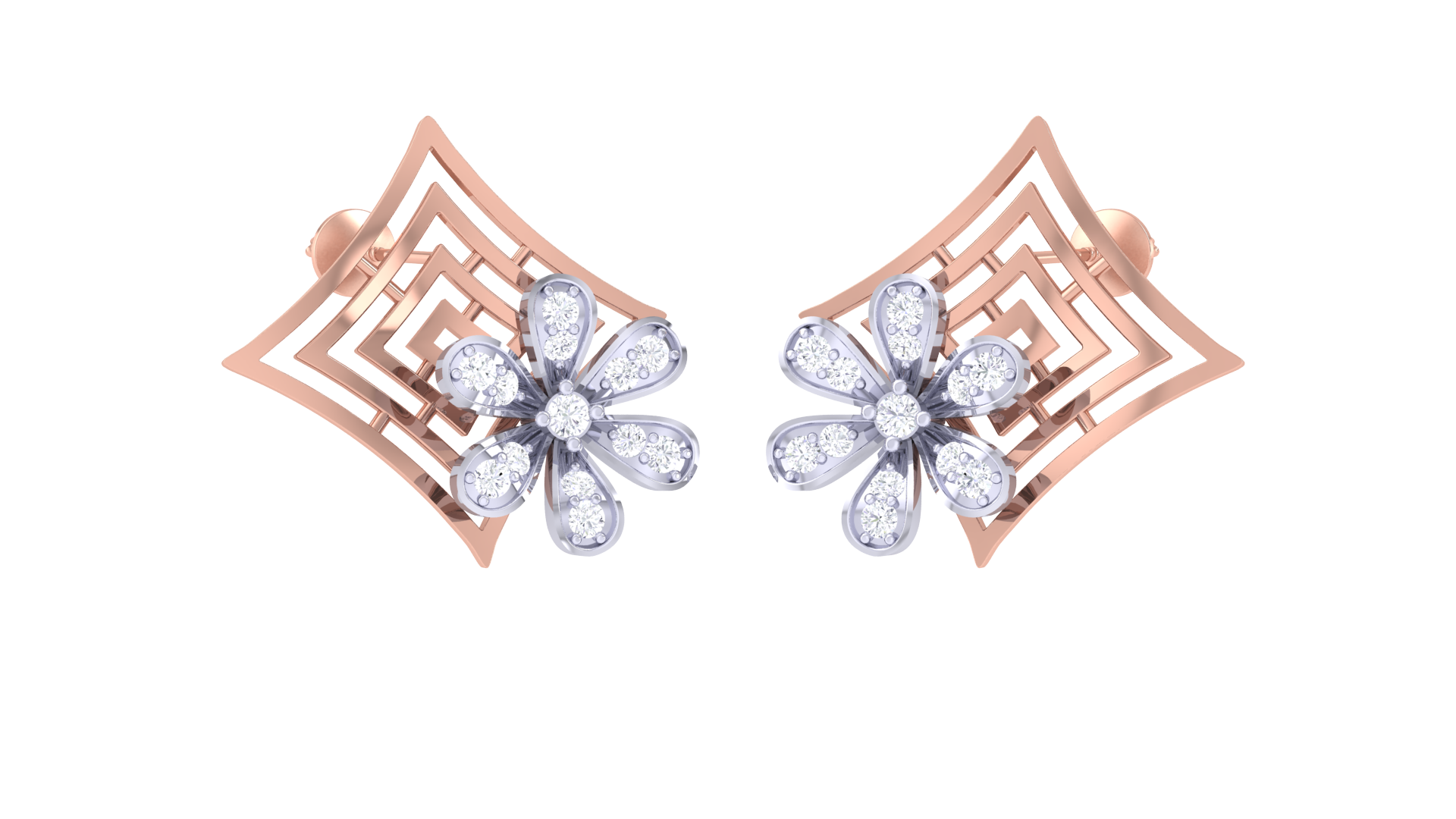 Elegant Mosaic Blossom Stud Earrings