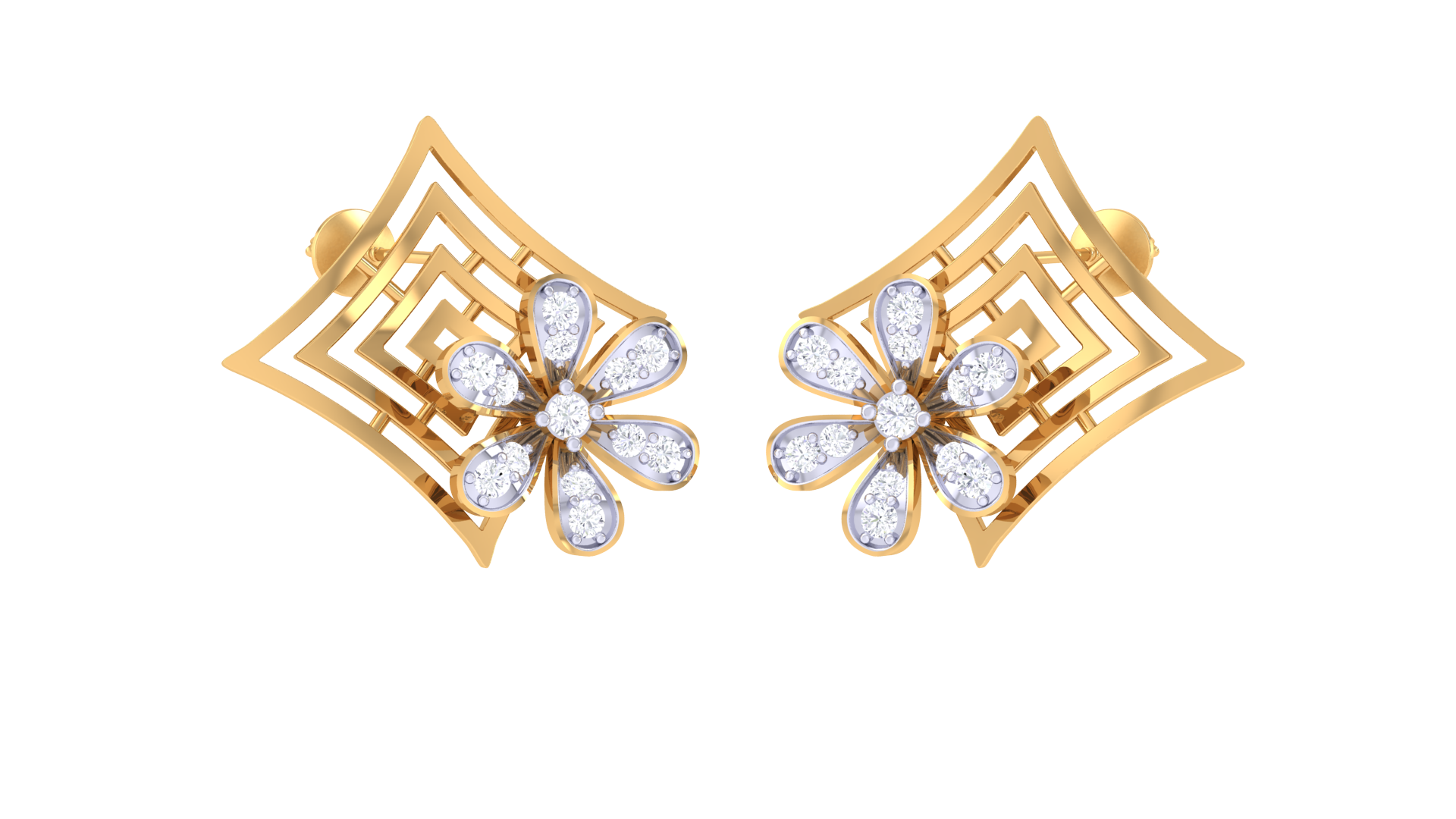 Elegant Mosaic Blossom Stud Earrings