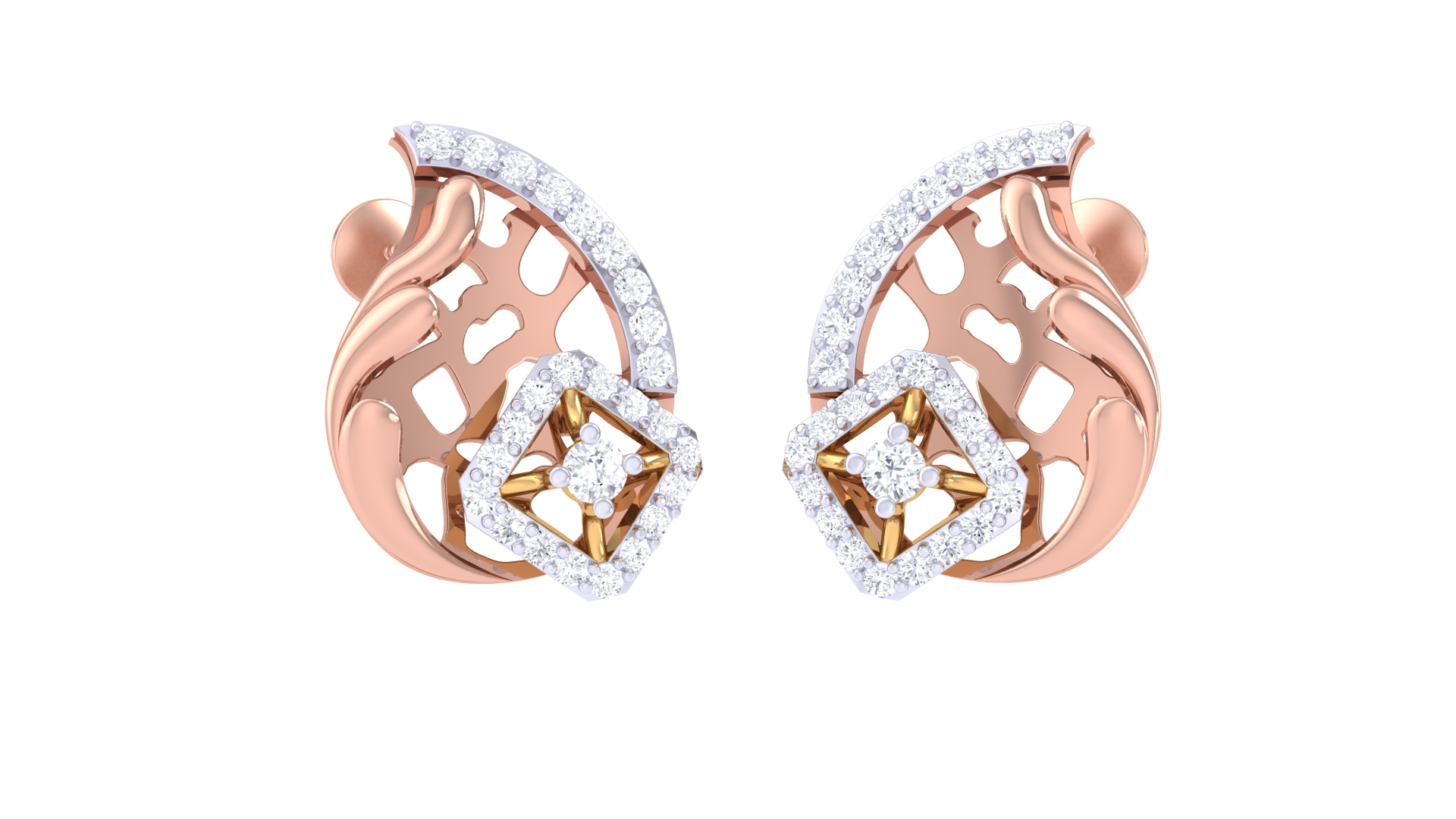Elegant Leaf Square Drop Earrings