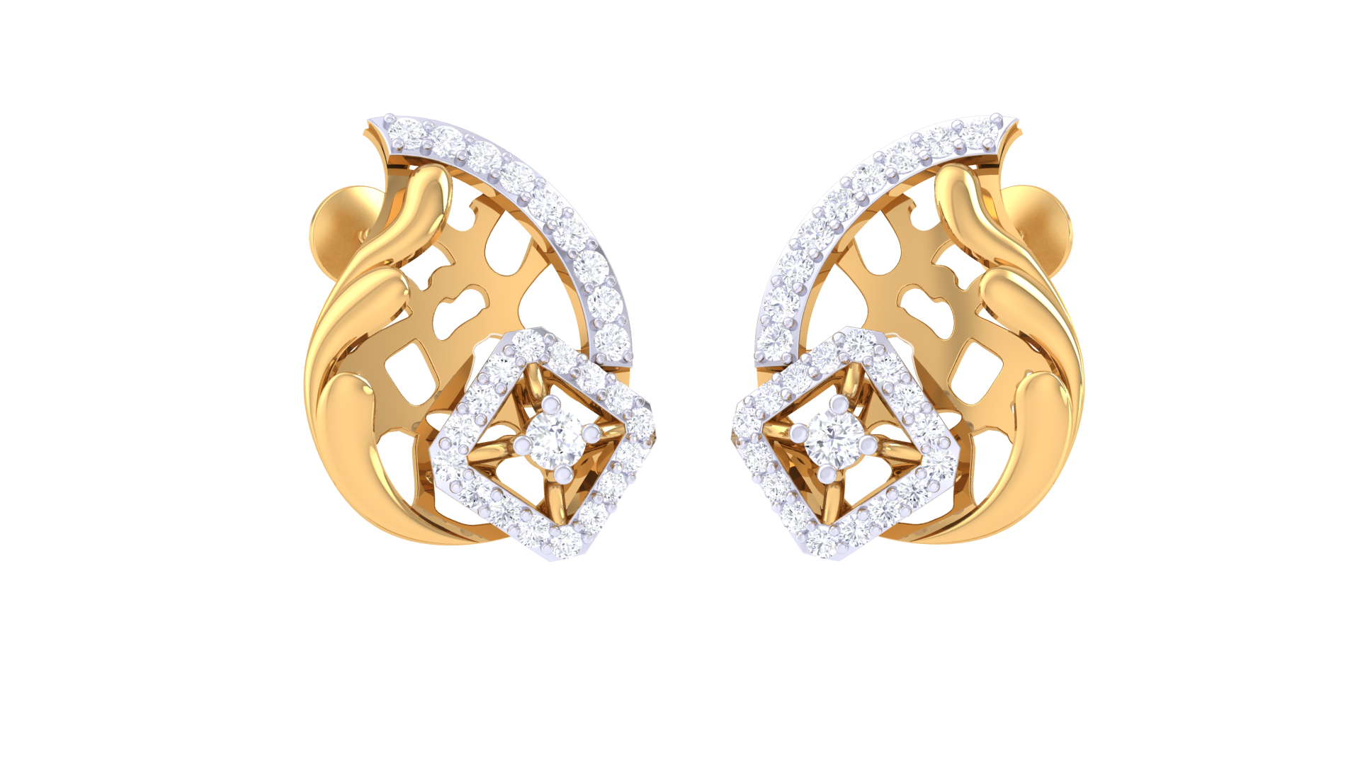 Elegant Leaf Square Drop Earrings