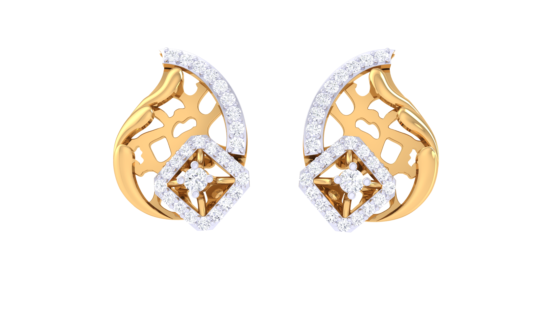 Elegant Leaf Square Drop Earrings