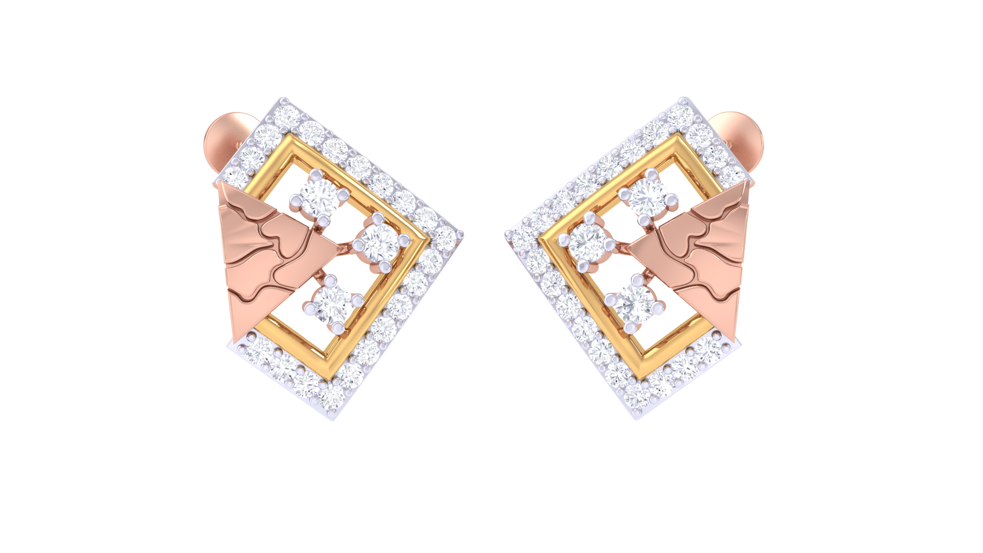 Golden Blossom Geometric Stud Earrings