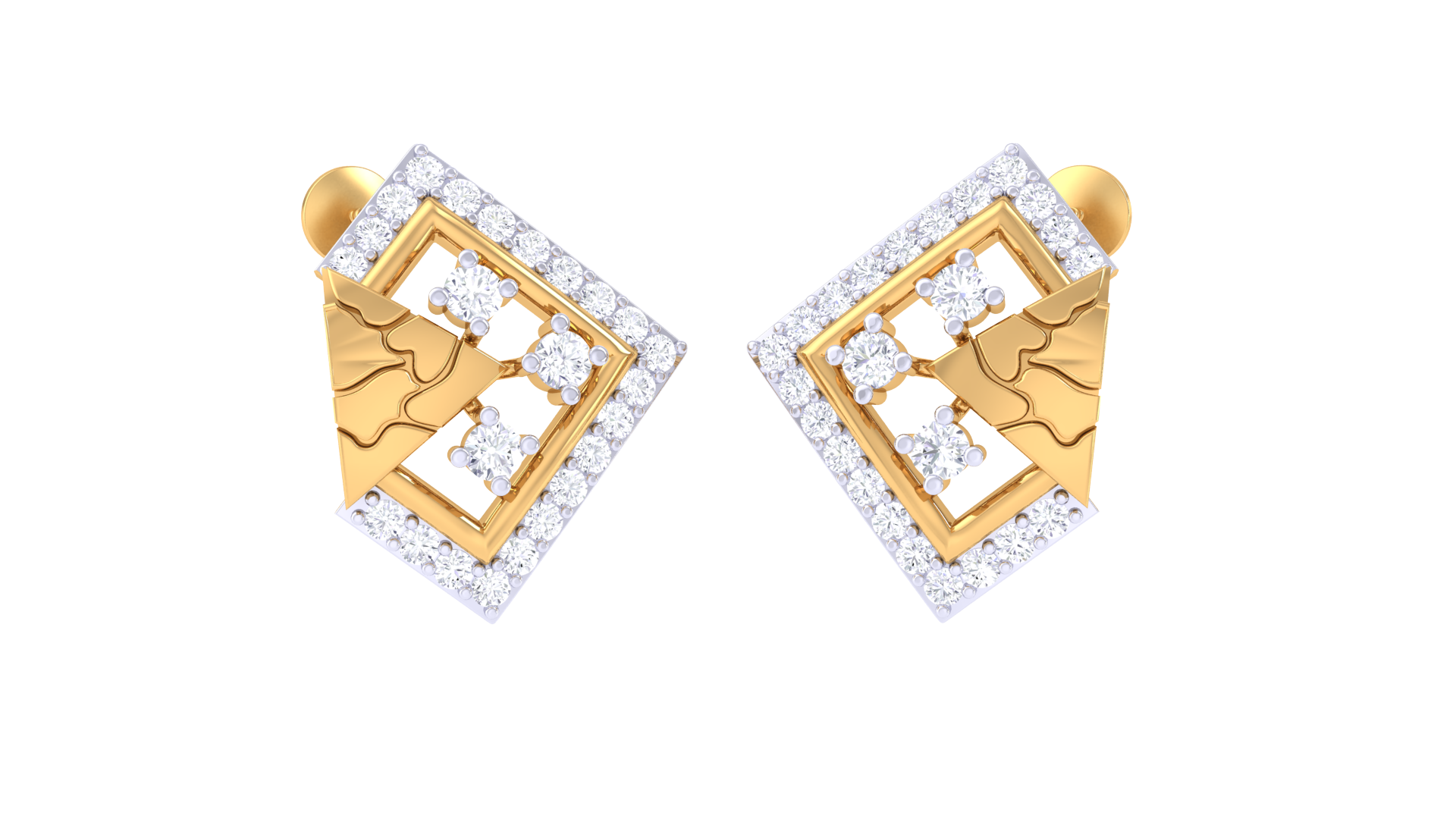 Golden Blossom Geometric Stud Earrings