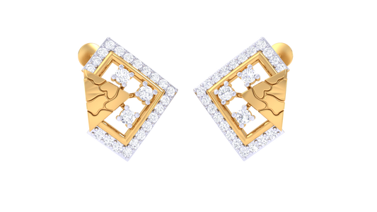 Golden Blossom Geometric Stud Earrings