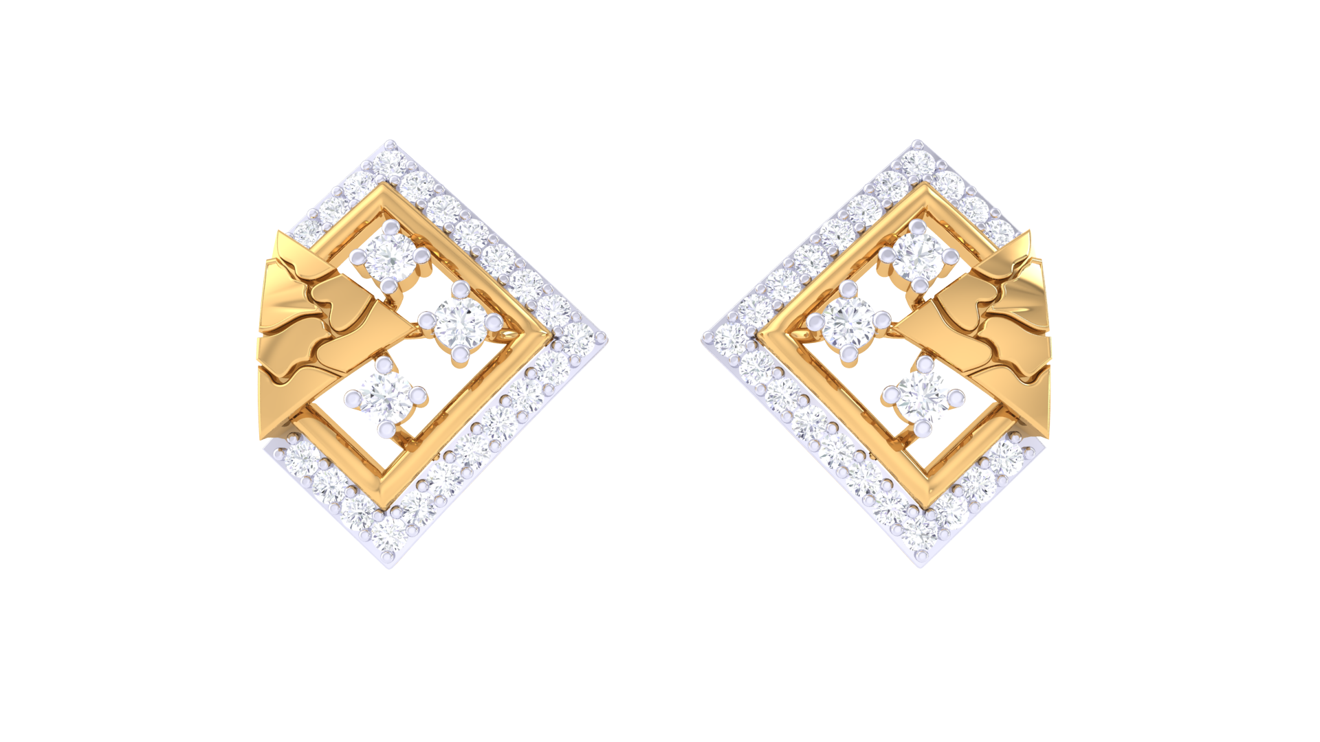 Golden Blossom Geometric Stud Earrings