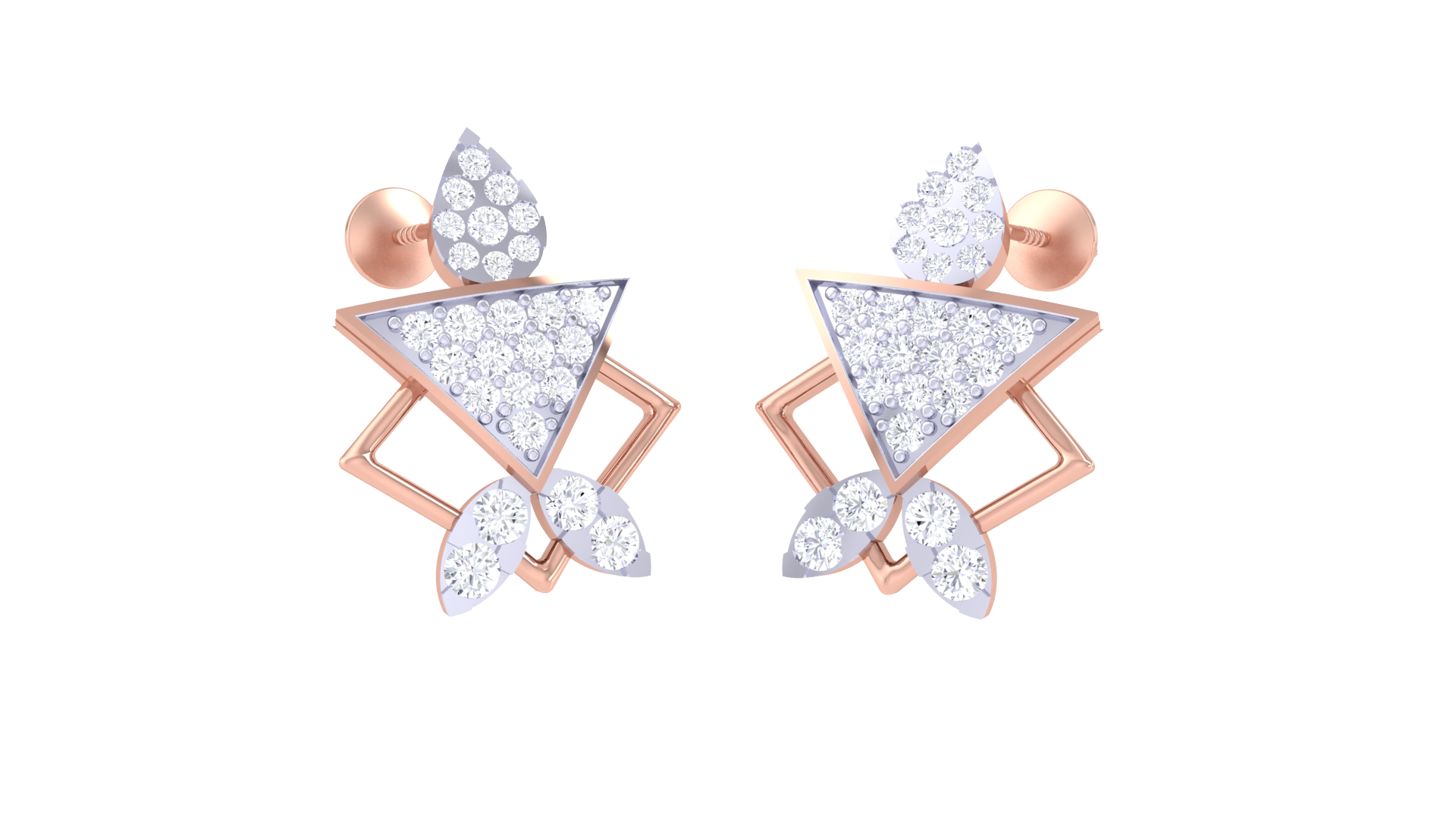 Triangular Sparkle Petal Drop Earrings