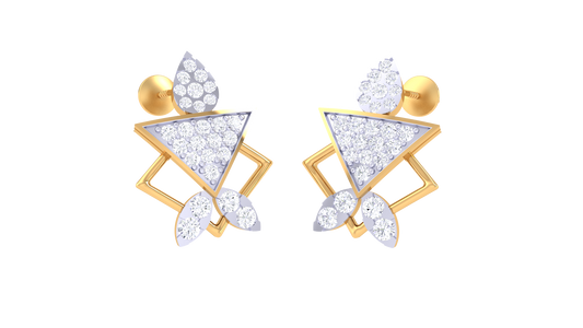 Triangular Sparkle Petal Drop Earrings