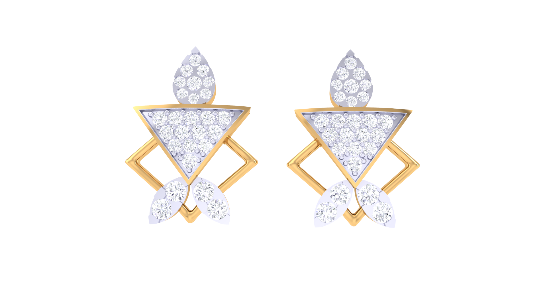 Triangular Sparkle Petal Drop Earrings