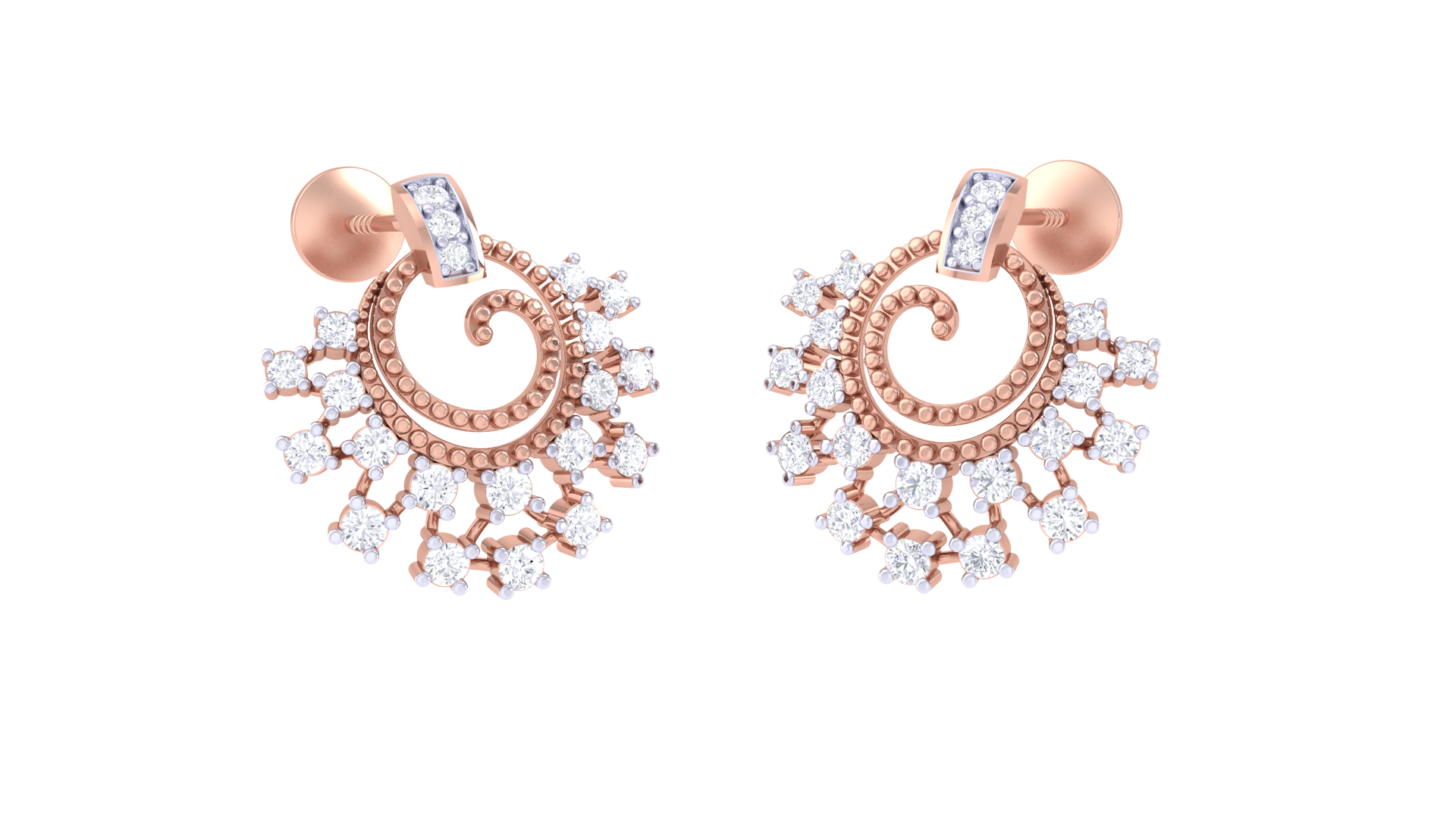 Spiral Radiance Diamond Gold Earrings
