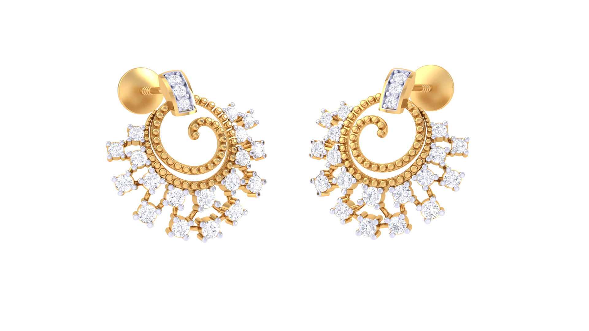 Spiral Radiance Diamond Gold Earrings
