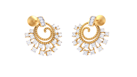 Spiral Radiance Diamond Gold Earrings