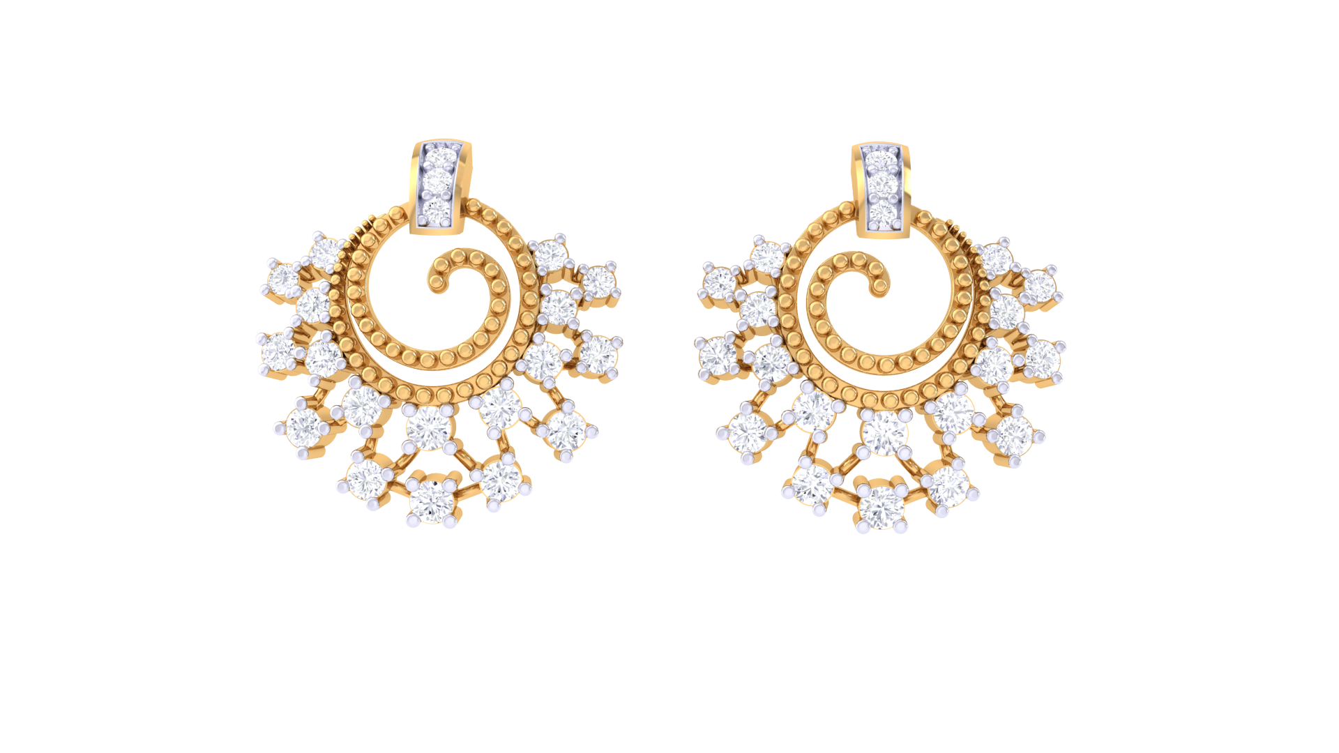 Spiral Radiance Diamond Gold Earrings
