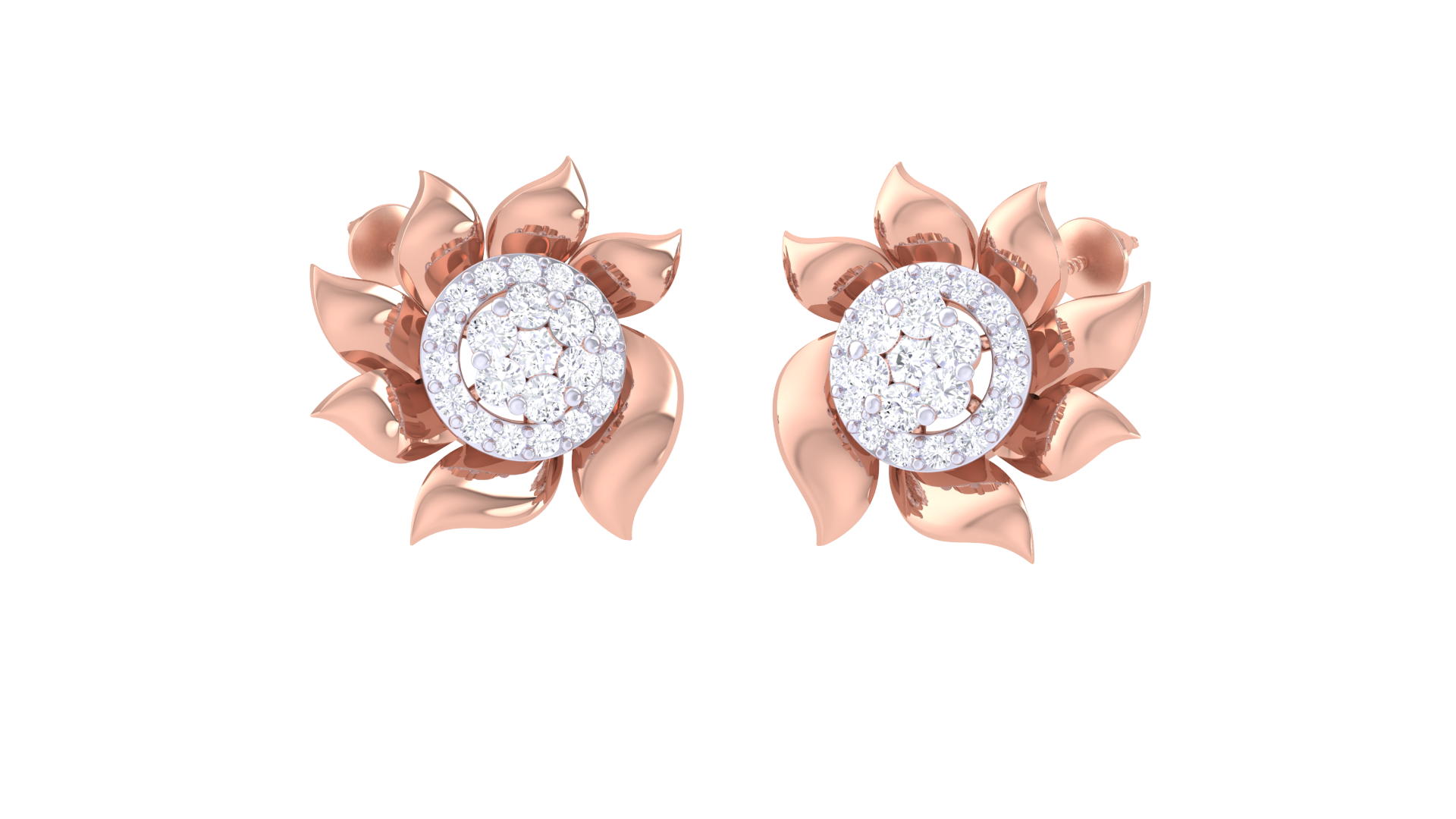 Floral Diamond Studded Earrings