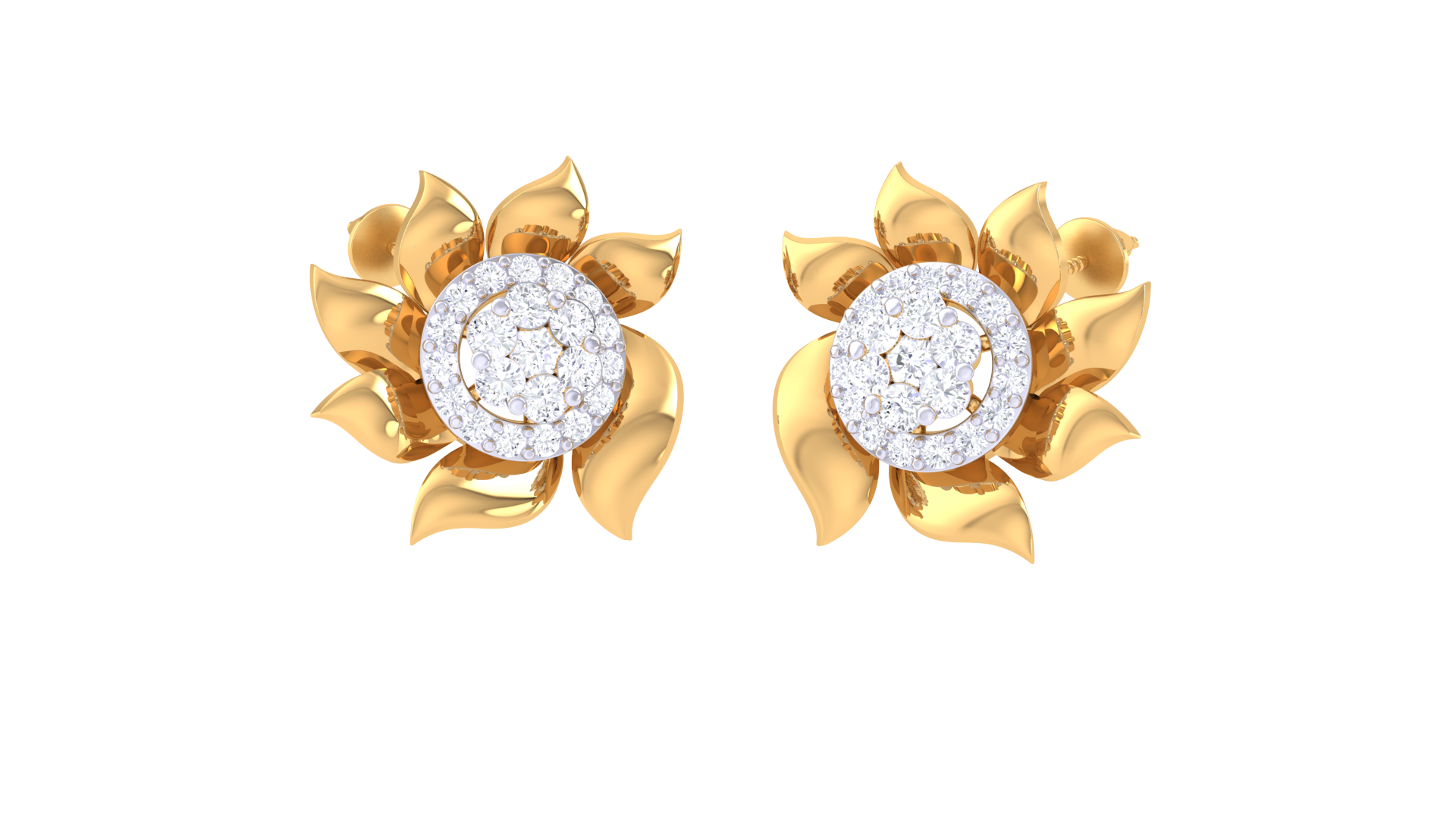 Floral Diamond Studded Earrings