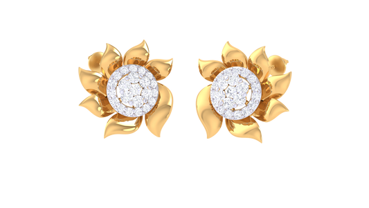 Floral Diamond Studded Earrings