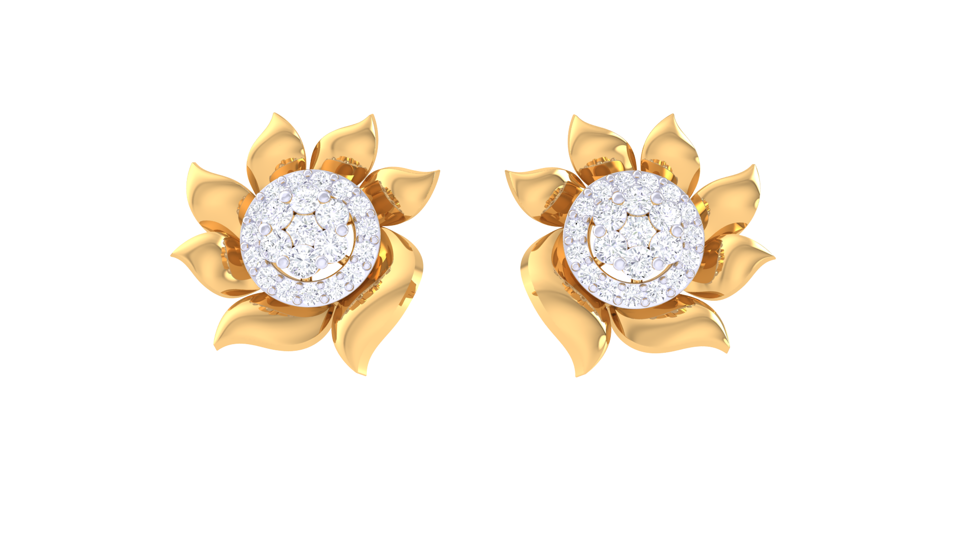 Floral Diamond Studded Earrings