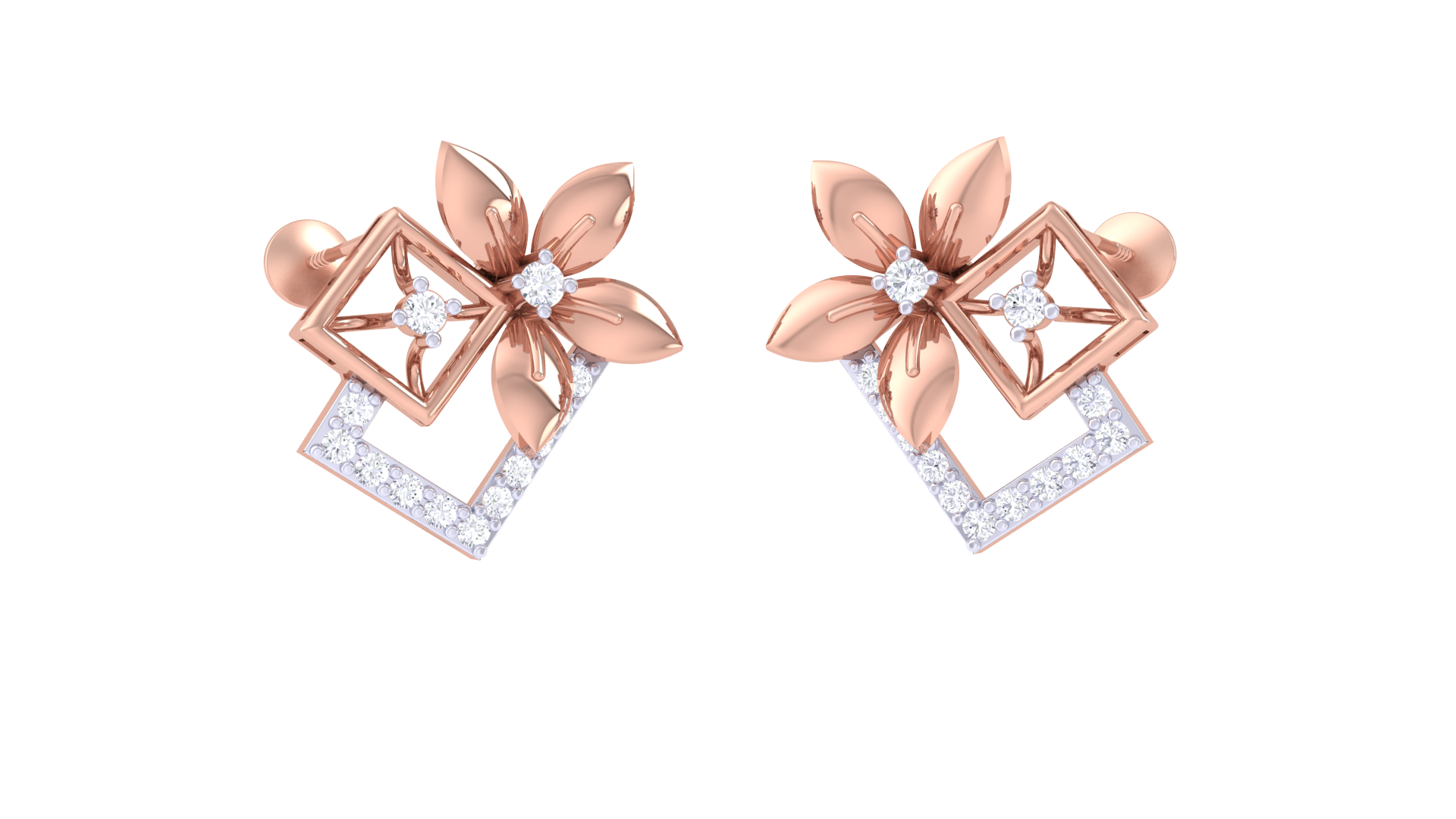 Square Bottom Blossom Shine Earrings