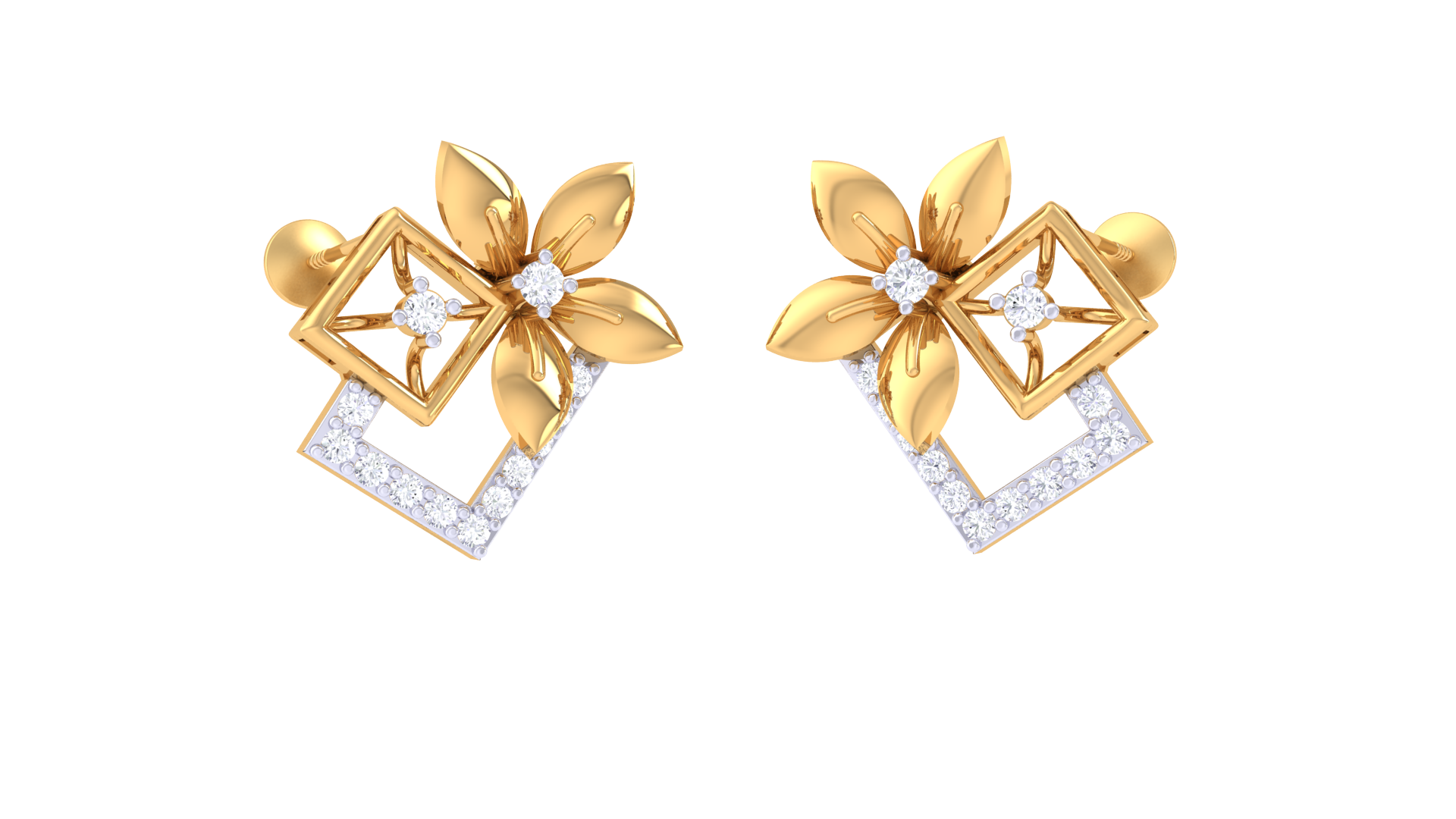 Square Bottom Blossom Shine Earrings