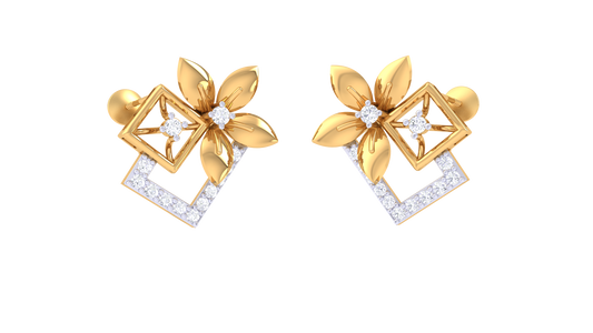 Square Bottom Blossom Shine Earrings