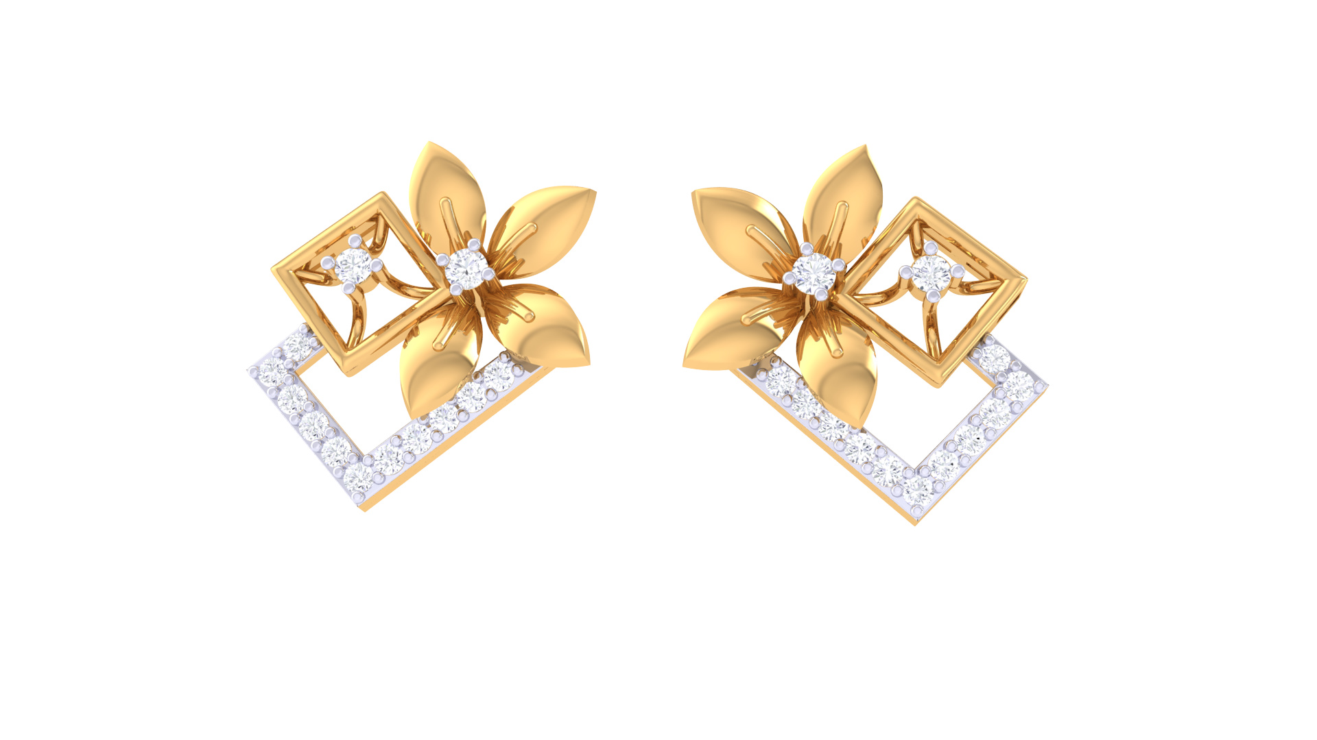 Square Bottom Blossom Shine Earrings