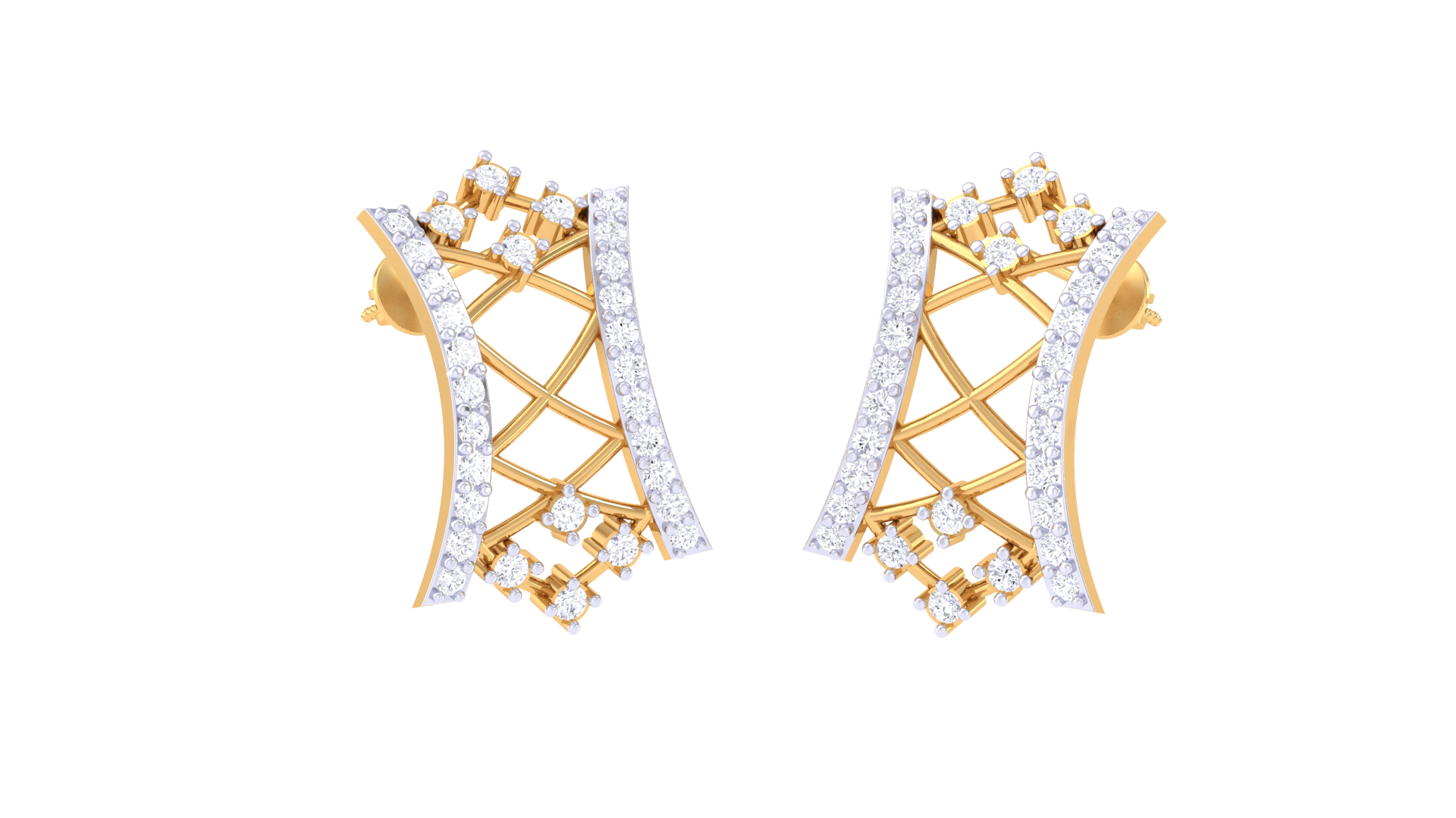 Curved Lattice Contrast Shine Earrings