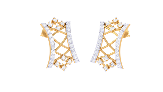 Curved Lattice Contrast Shine Earrings