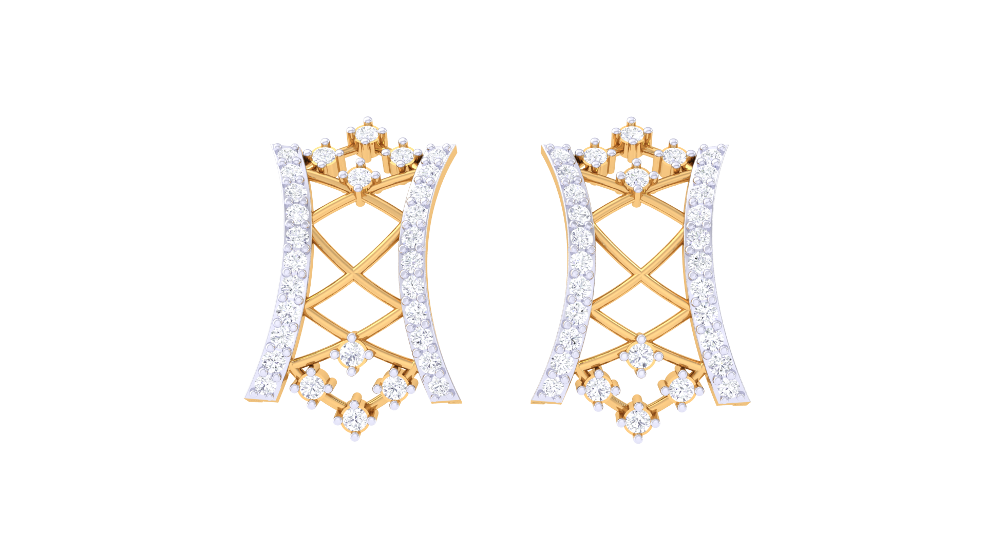Curved Lattice Contrast Shine Earrings