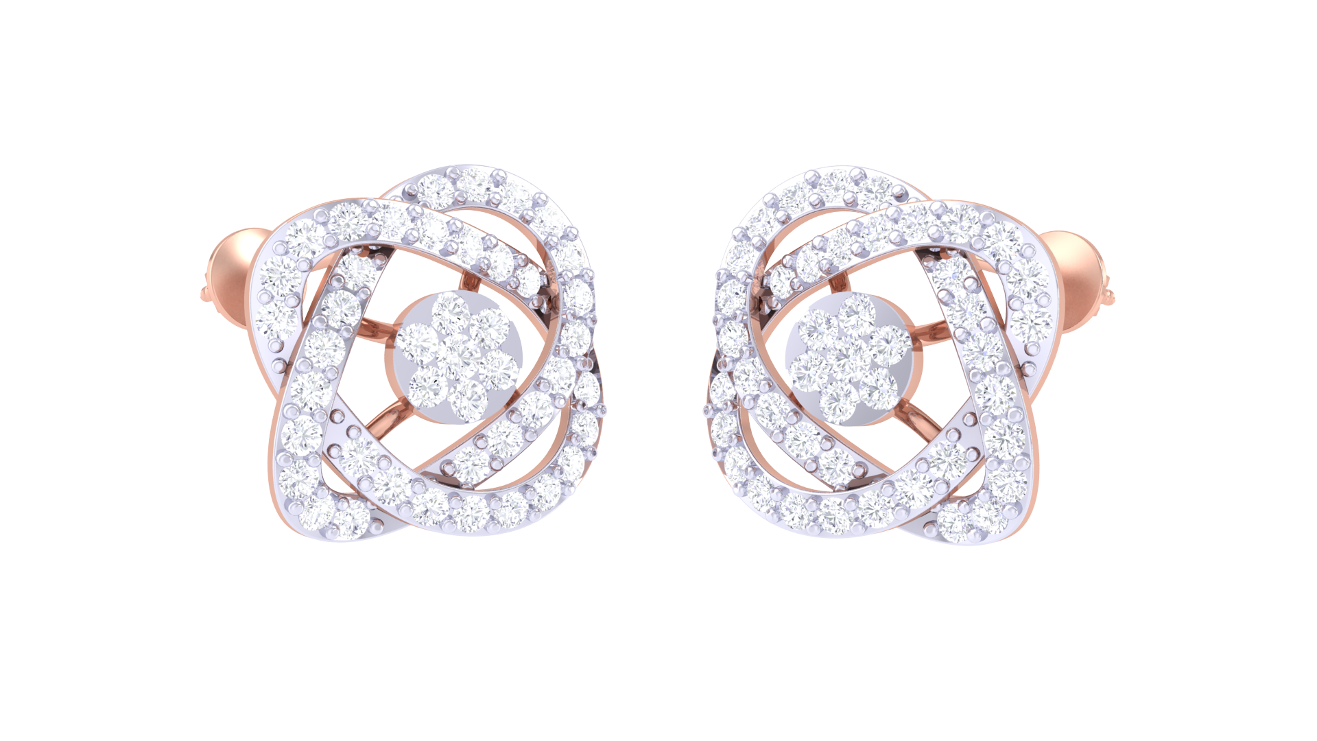 Abstract Floral Spiral Sparkle Earrings