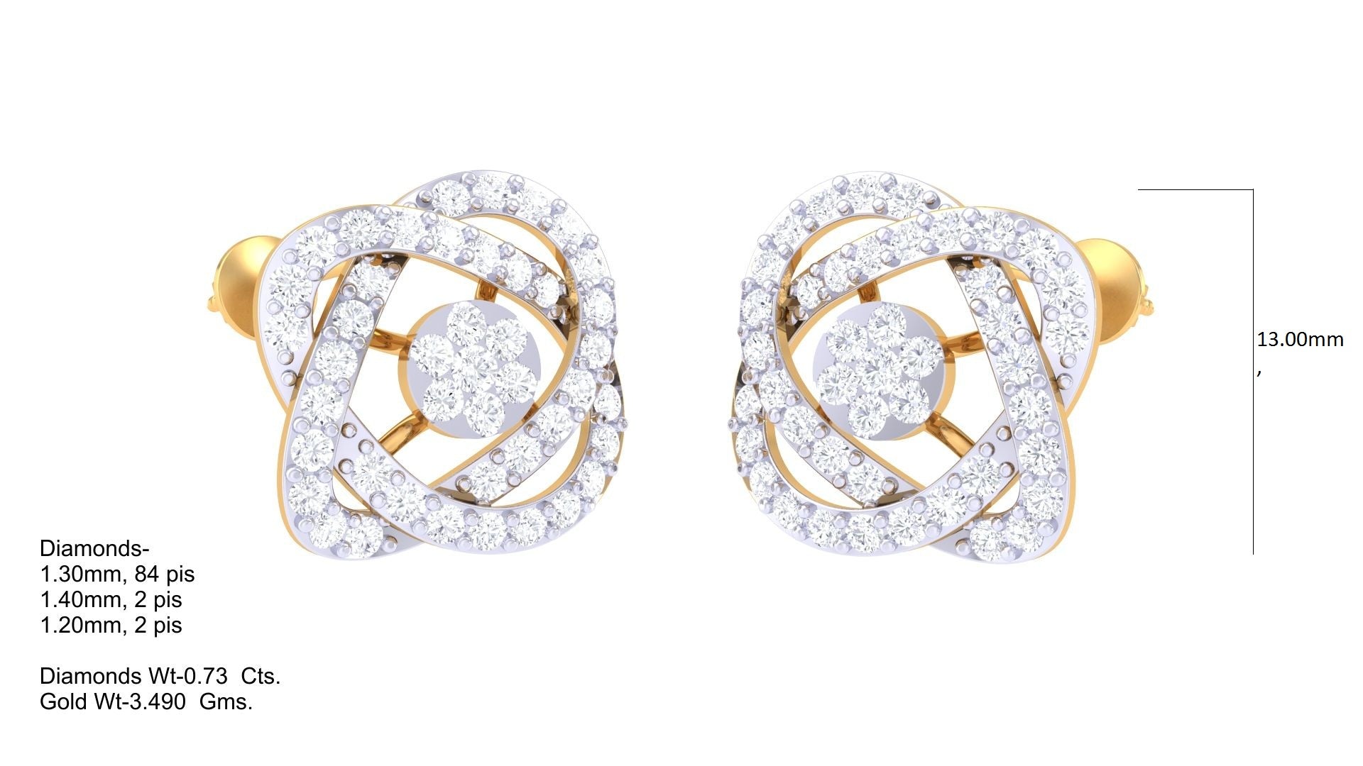 Abstract Floral Spiral Sparkle Earrings