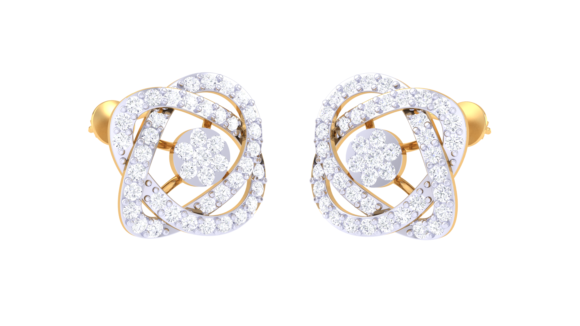 Abstract Floral Spiral Sparkle Earrings