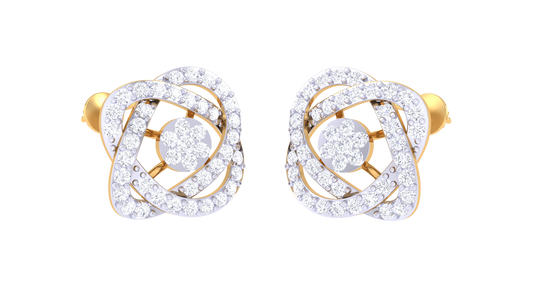 Abstract Floral Spiral Sparkle Earrings