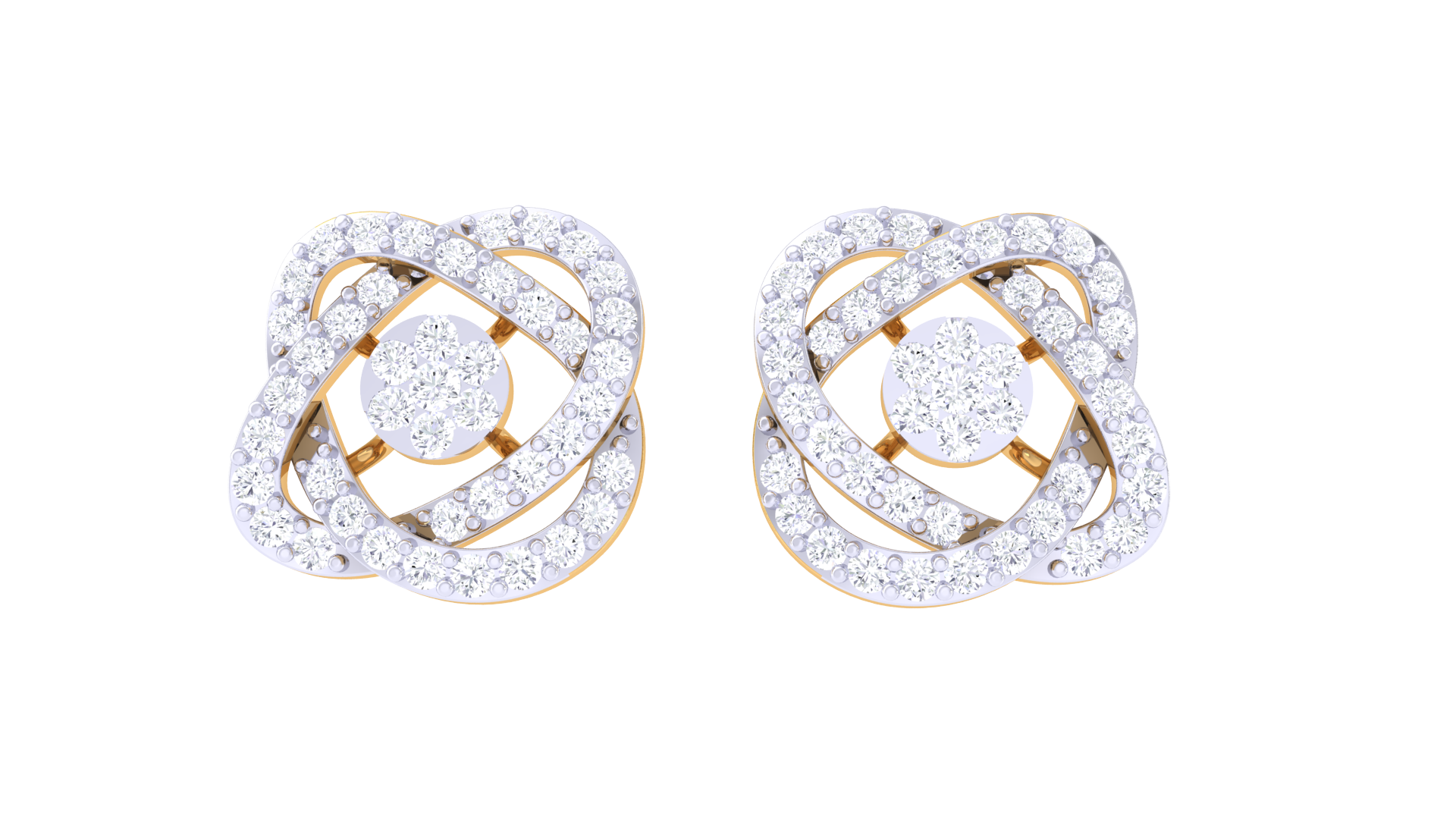Abstract Floral Spiral Sparkle Earrings