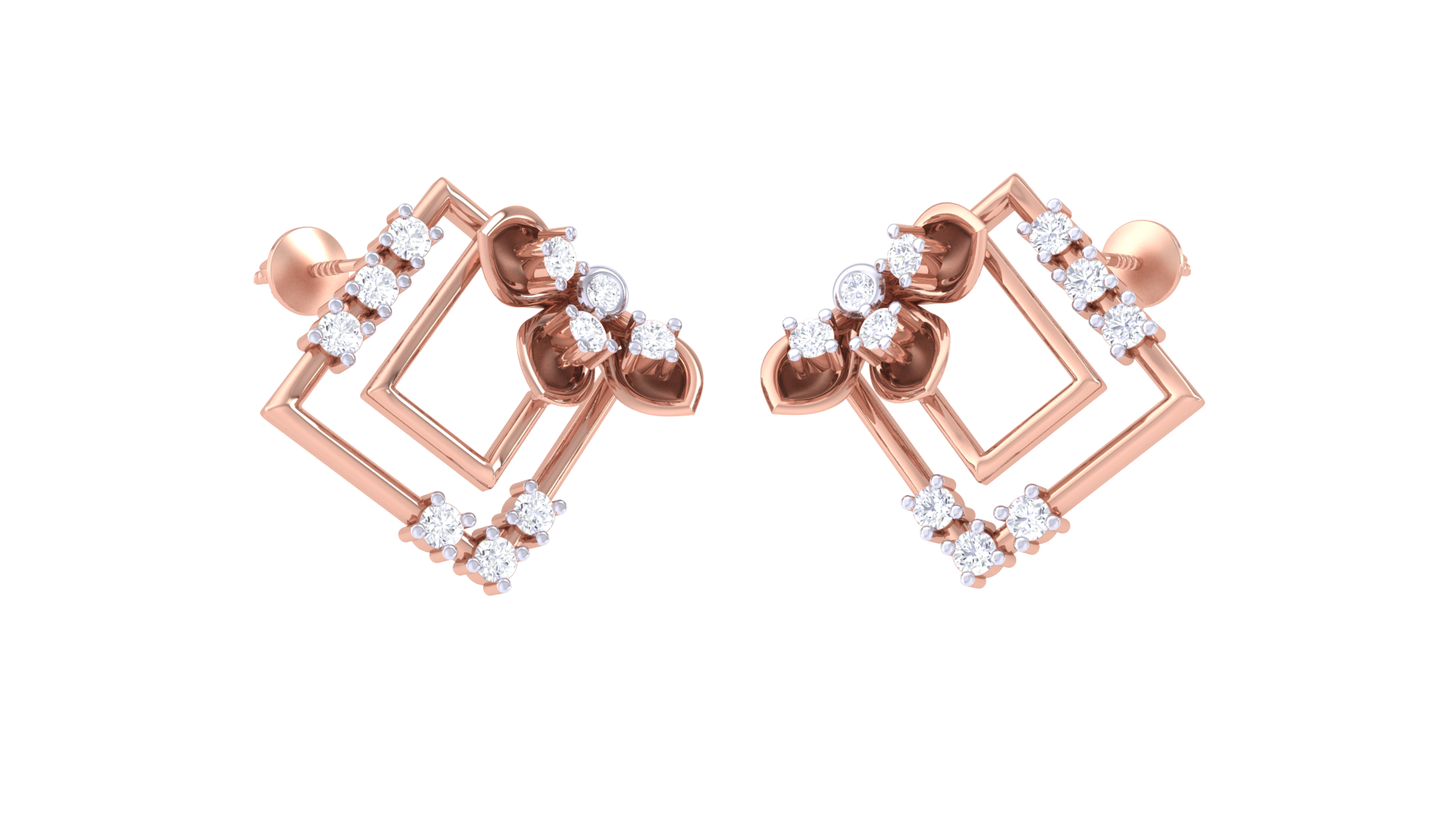 Double Square Beaded Accent Earrings
