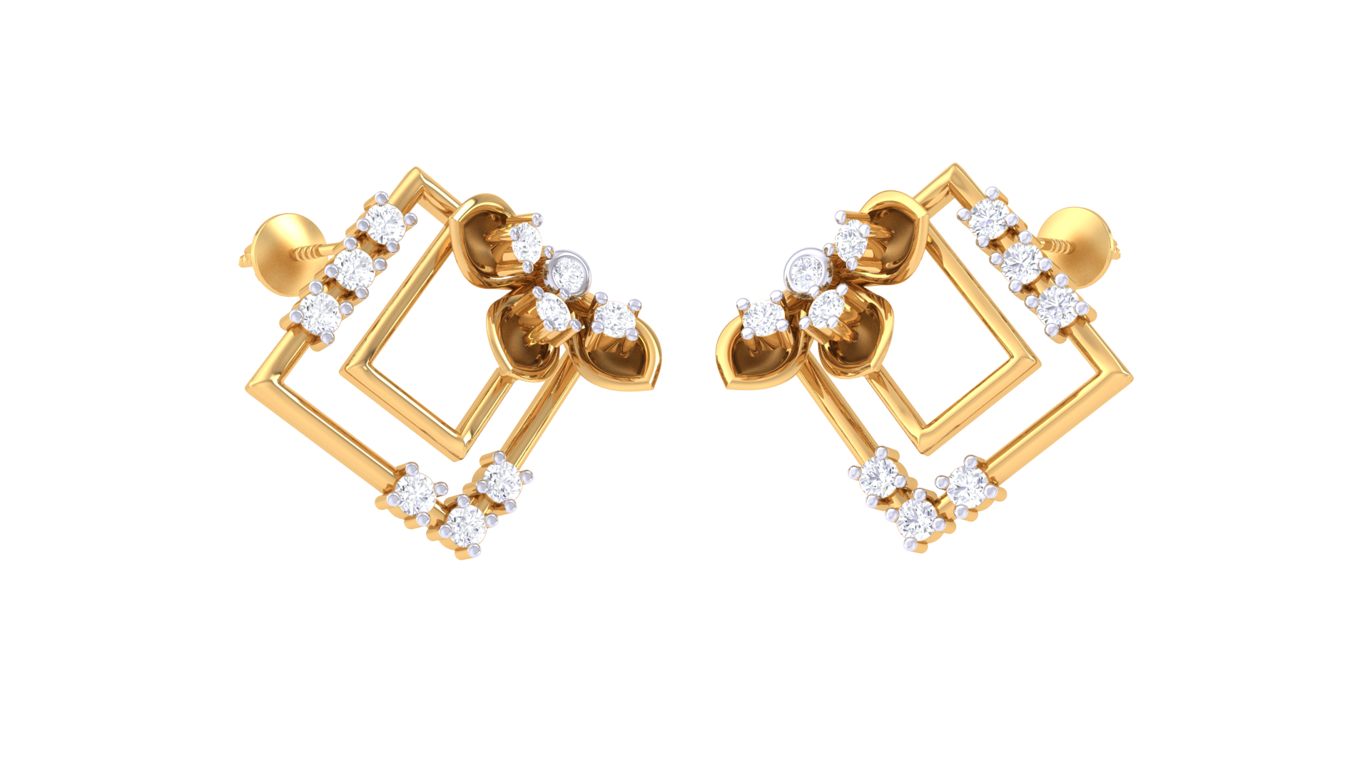 Double Square Beaded Accent Earrings
