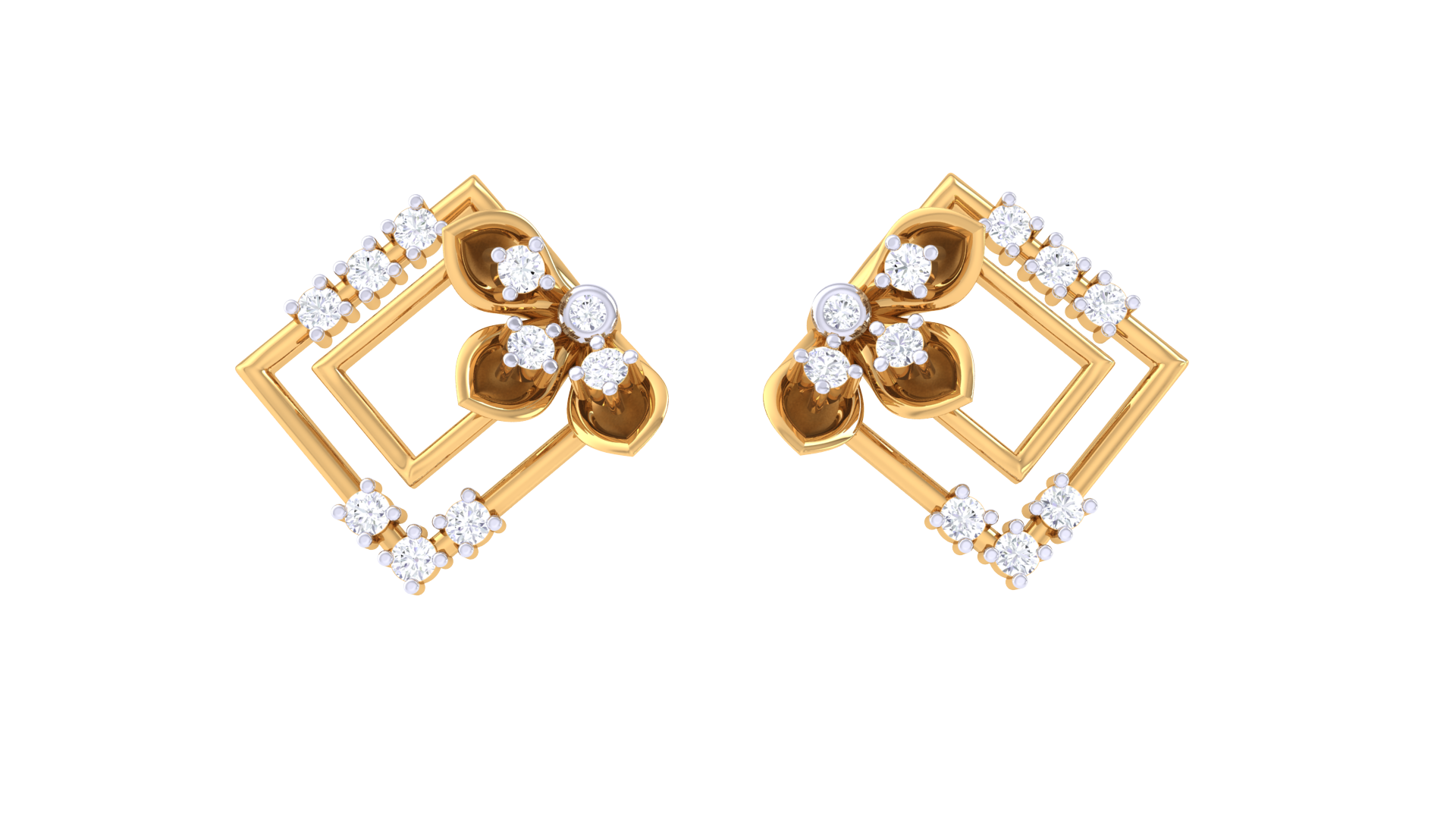 Double Square Beaded Accent Earrings