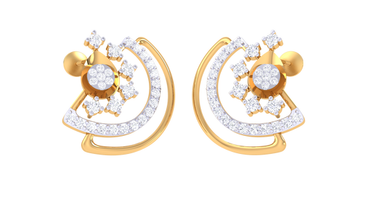 Swirling Wave Diamond Cluster Earrings