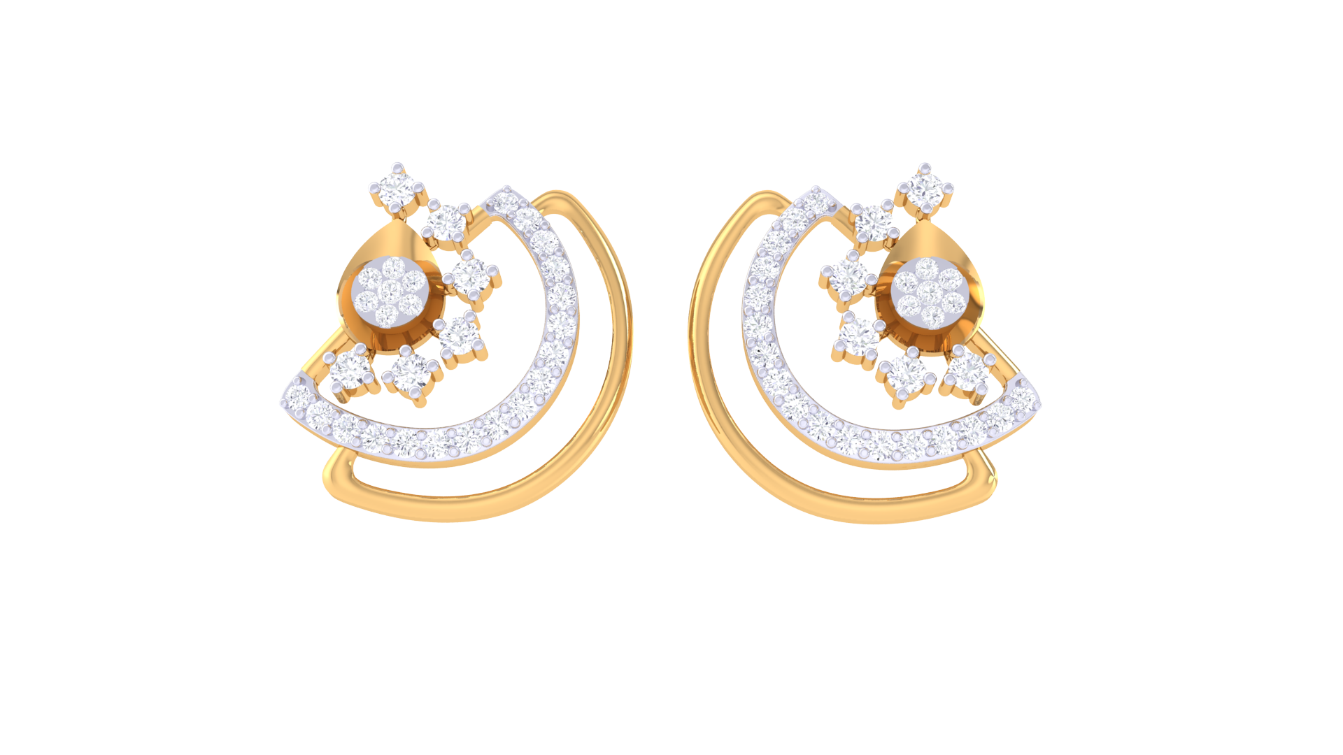 Swirling Wave Diamond Cluster Earrings