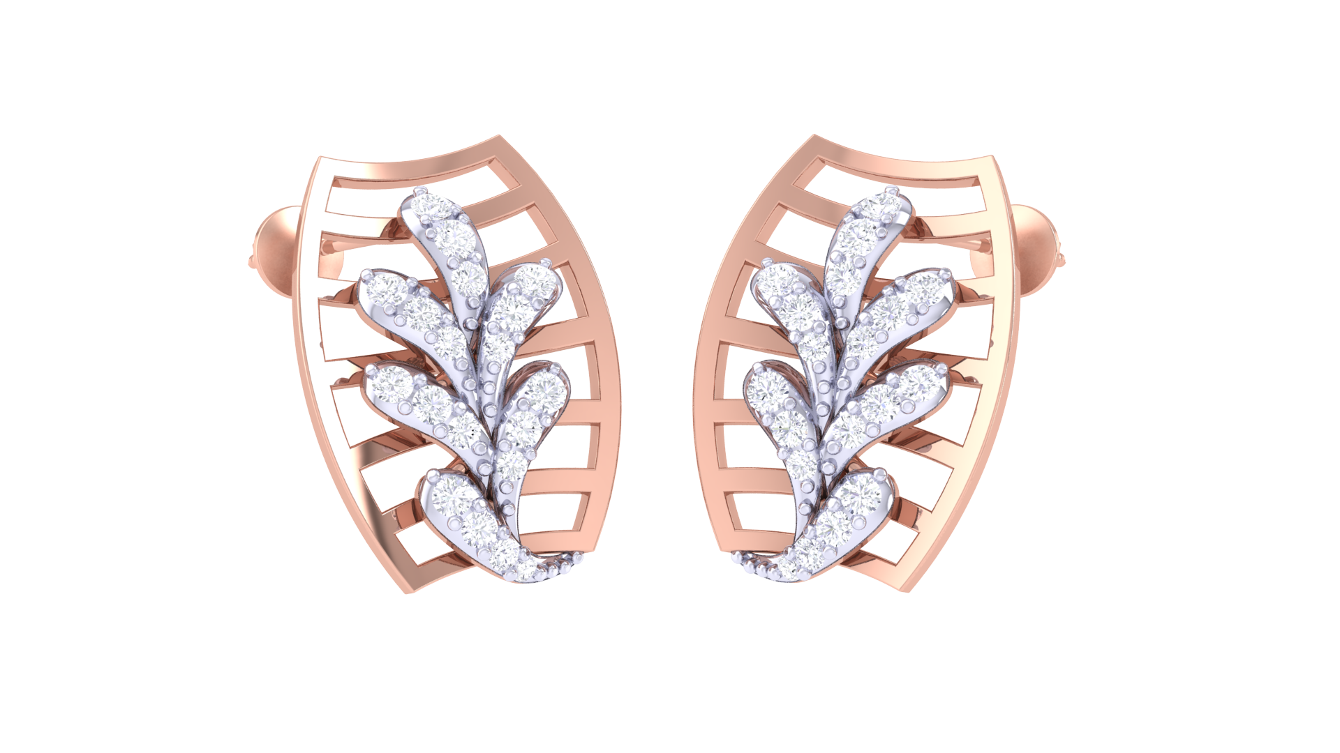 Openwork Vine Grid Leaf Earrings