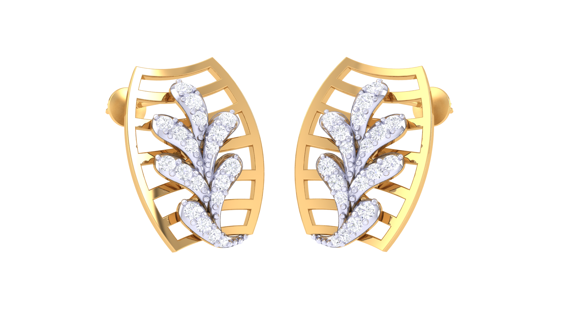 Openwork Vine Grid Leaf Earrings