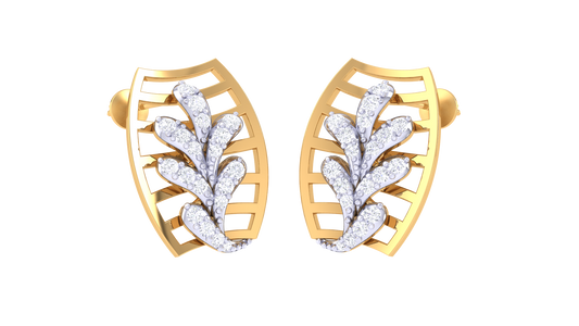 Openwork Vine Grid Leaf Earrings