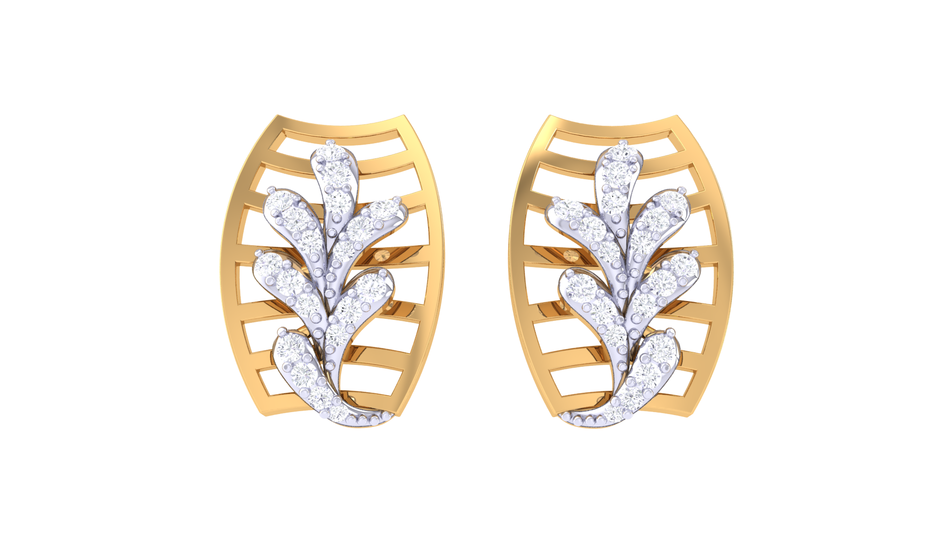 Openwork Vine Grid Leaf Earrings