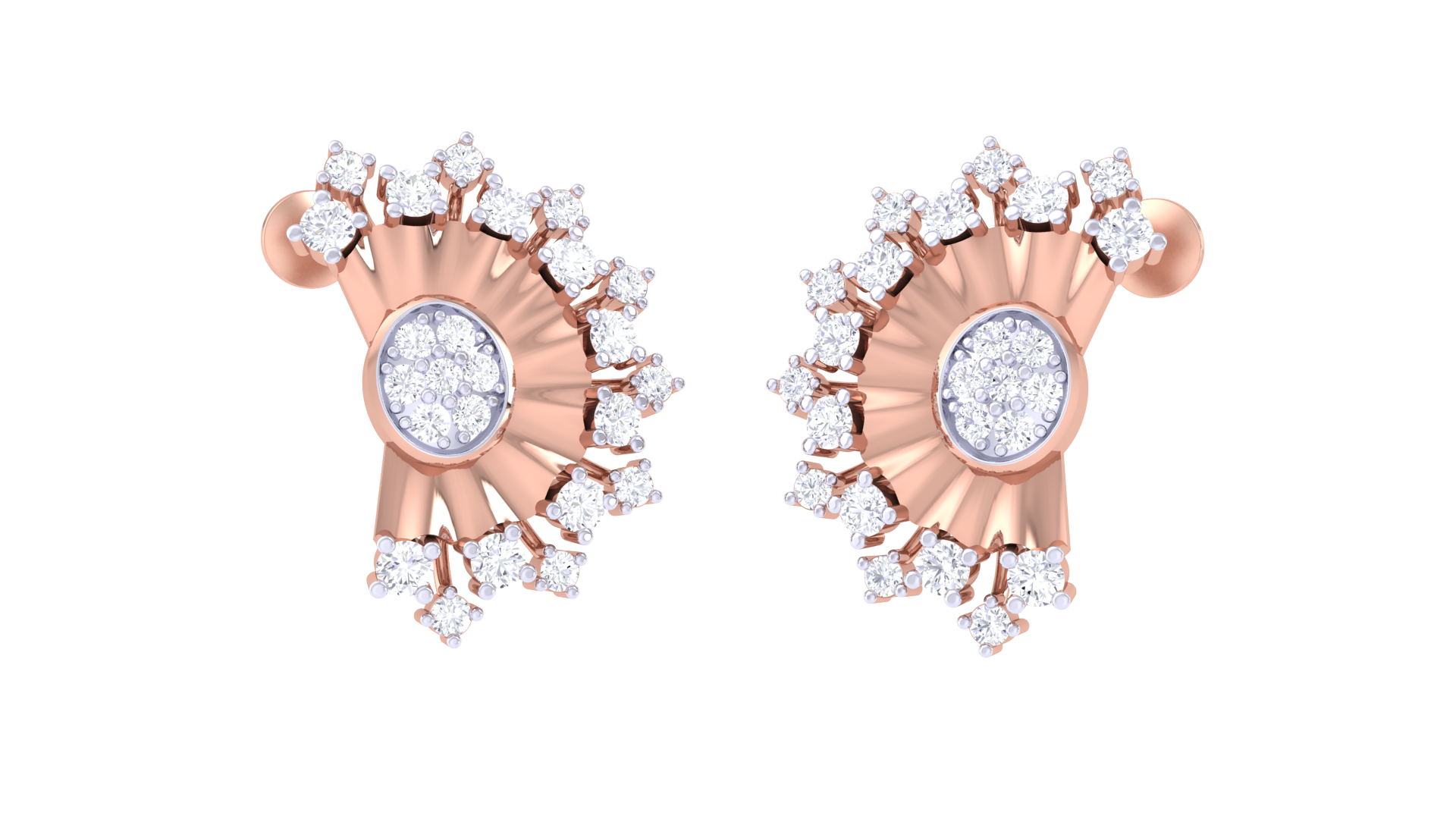 Curved Sunburst Sparkle Accent Earrings