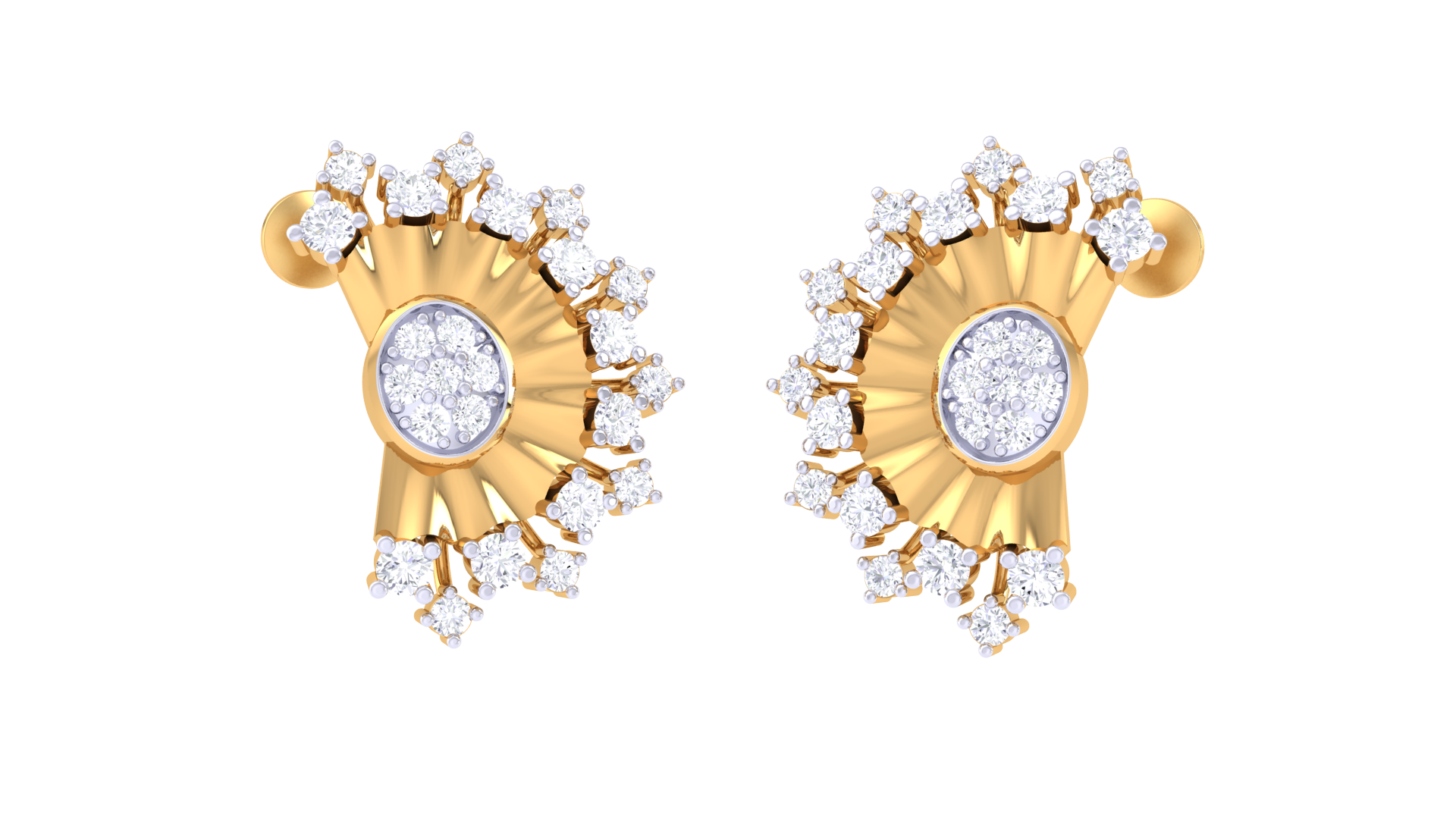 Curved Sunburst Sparkle Accent Earrings