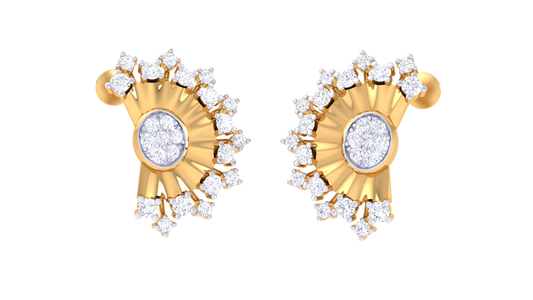 Curved Sunburst Sparkle Accent Earrings