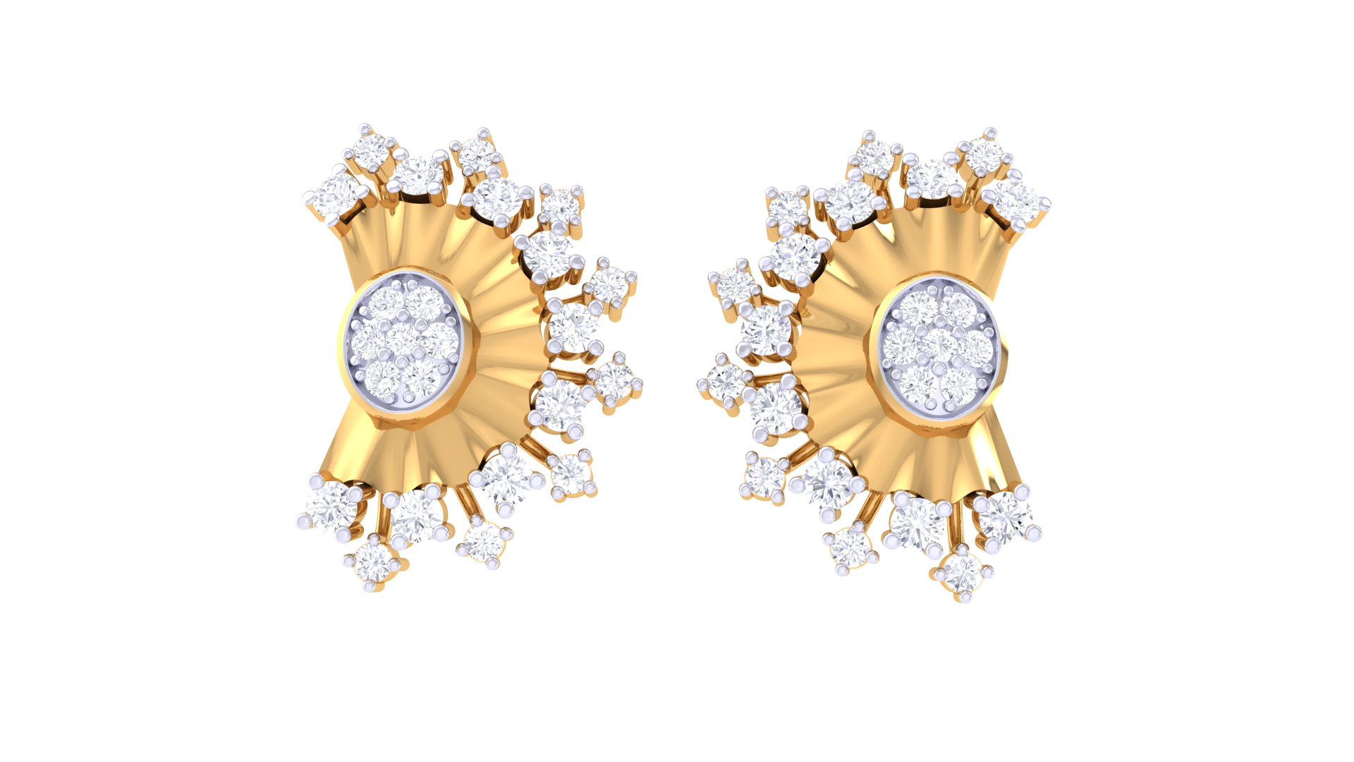 Curved Sunburst Sparkle Accent Earrings